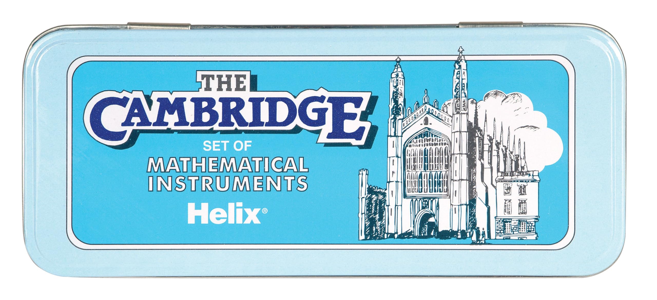Helix Cambridge Maths Set - 9 Piece Geometry Equipment with Durable Metal Storage Tin 3