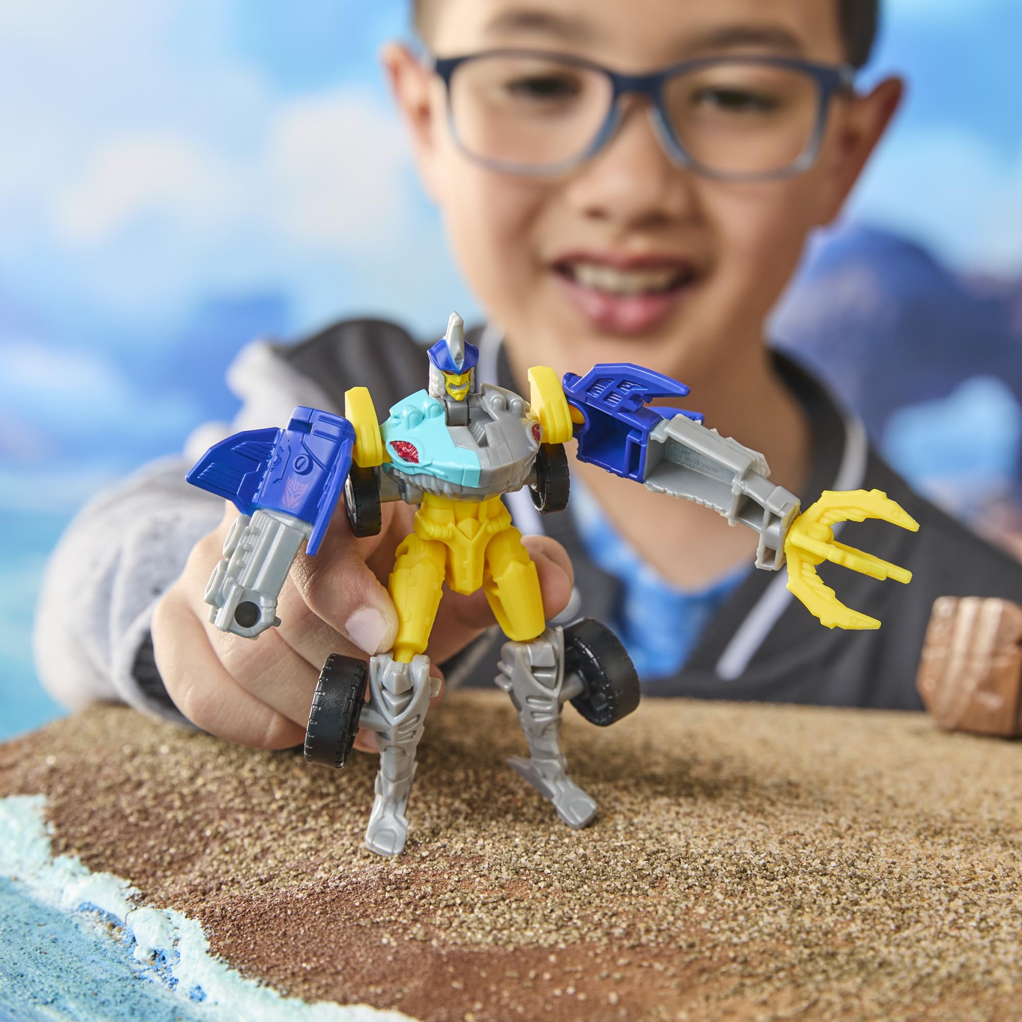 Transformers CYBERWORLD Sky-Byte Action Figure - 4-Step Conversion | 10 cm Robot Mode 3