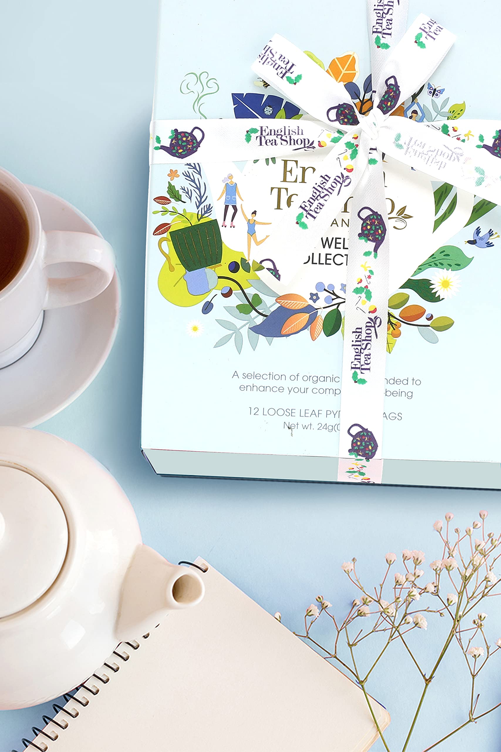 English Tea Shop Organic Wellness Tea Collection Prism - 12 Pyramid Tea Bags | 6 Flavours 6