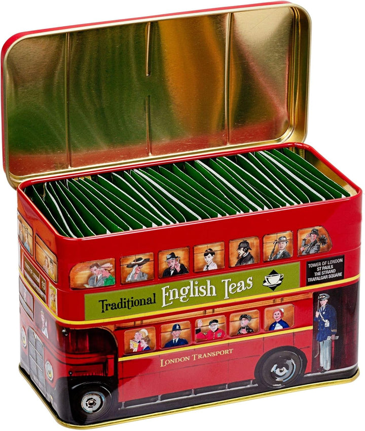 New English Teas London Bus Tea Tin with 25 English Breakfast Teabags