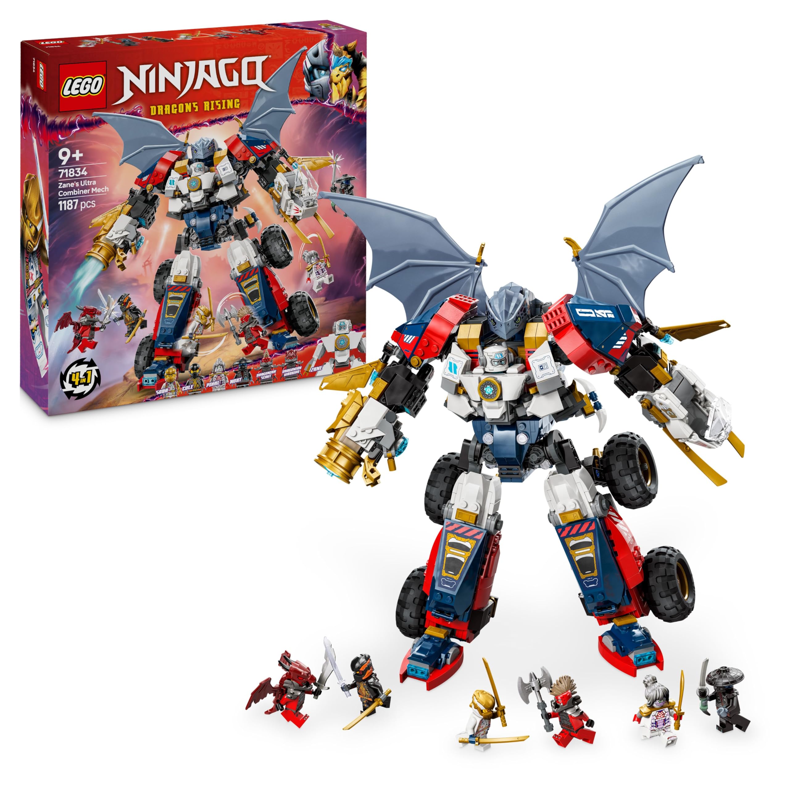 LEGO NINJAGO 71834 Zane’s Ultra Combiner Mech Building Set | 4-in-1 Rebuildable Toy | Ages 9+ 1