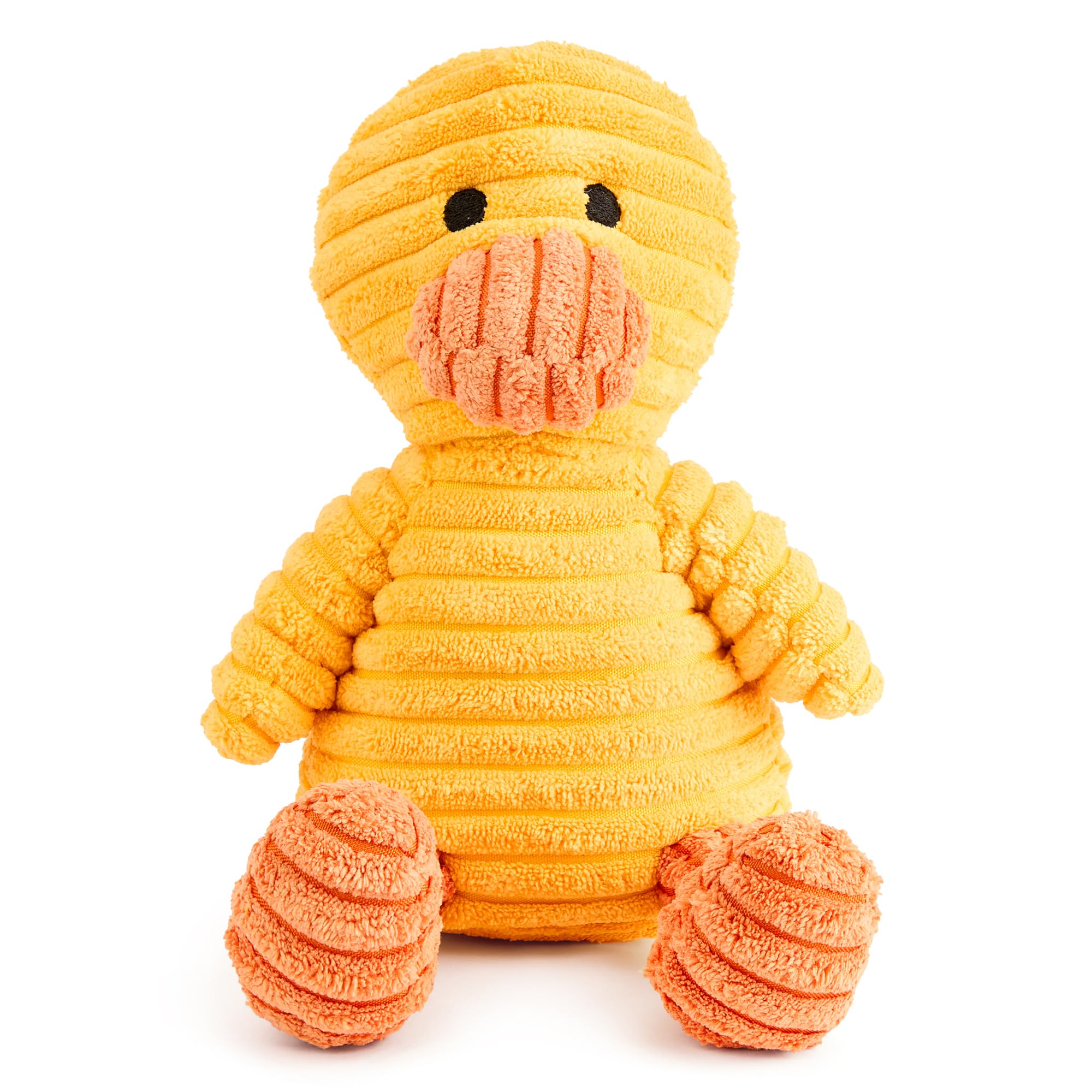 Zappi Co Yellow Duck Plush Dog Toy - Squeaker, Corduroy, Small