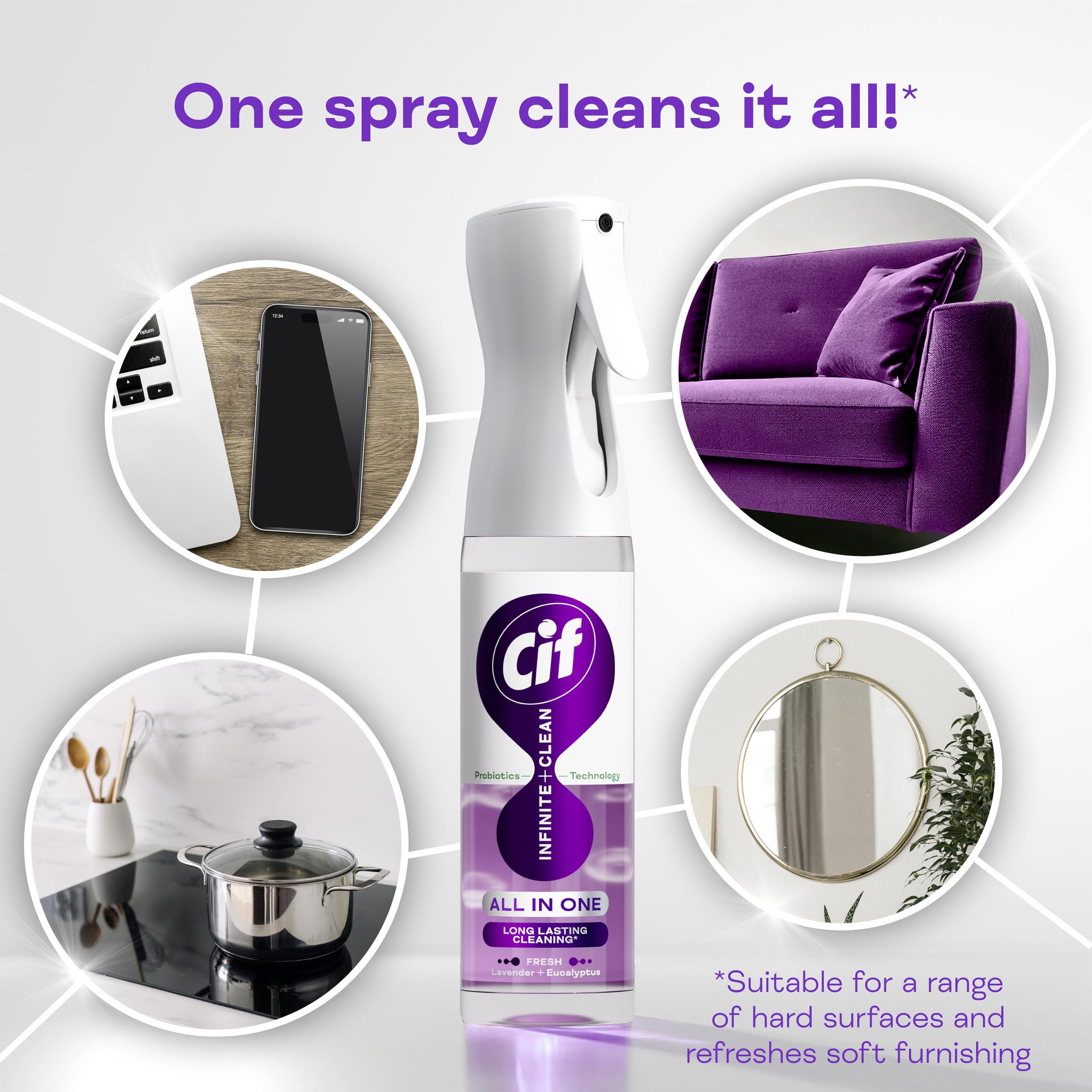 Cif Infinite Clean Lavender & Eucalyptus All in One Cleaner Spray 280 ml 5