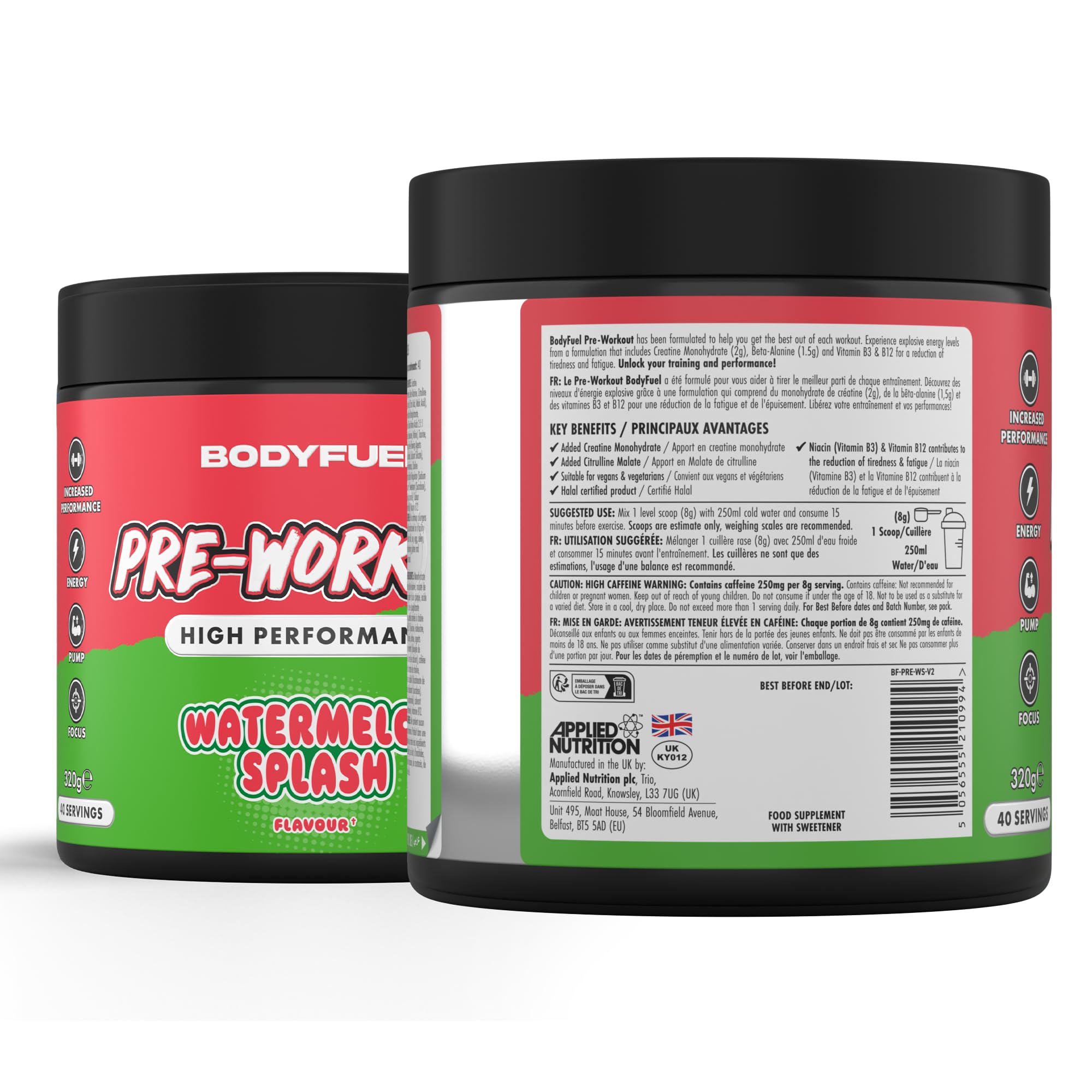 Applied Nutrition BodyFuel Pre Workout Powder for Energy & Muscle Growth | 40 Servings, 320g Tub 8