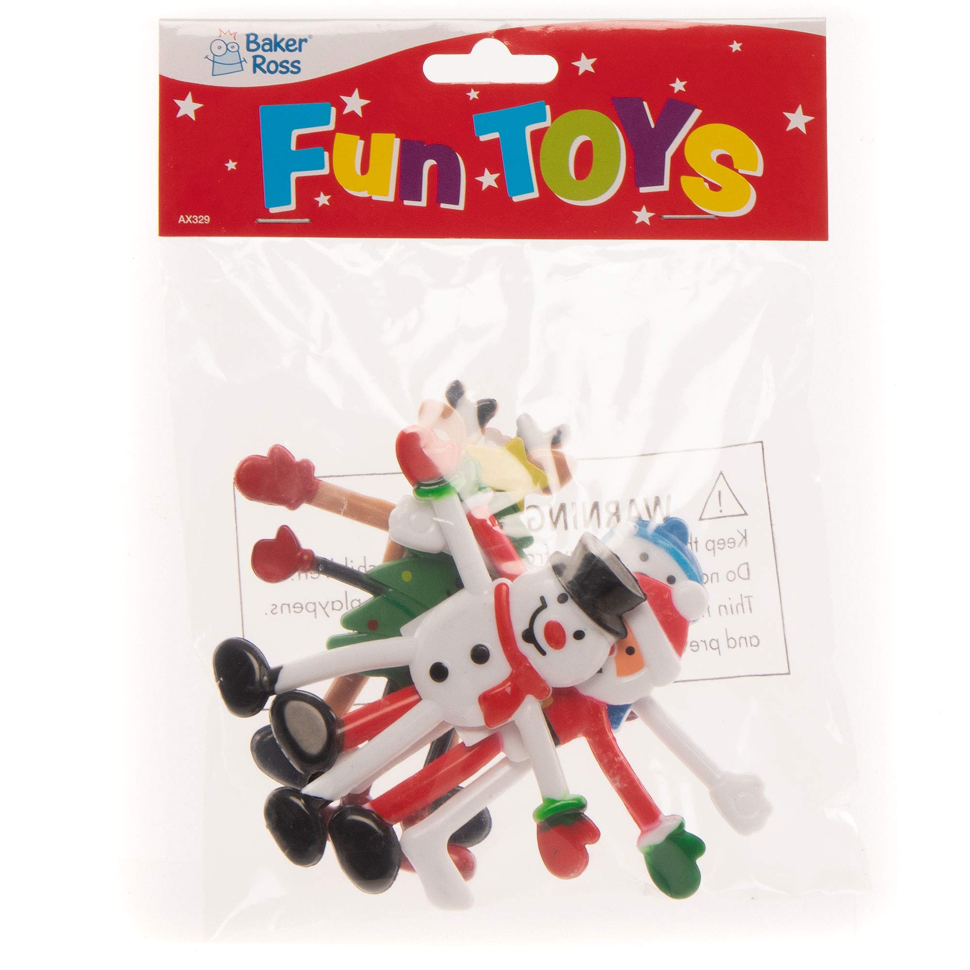 Baker Ross Christmas Bendies - Pack of 5 Bendable Christmas Party Favour Toys 10