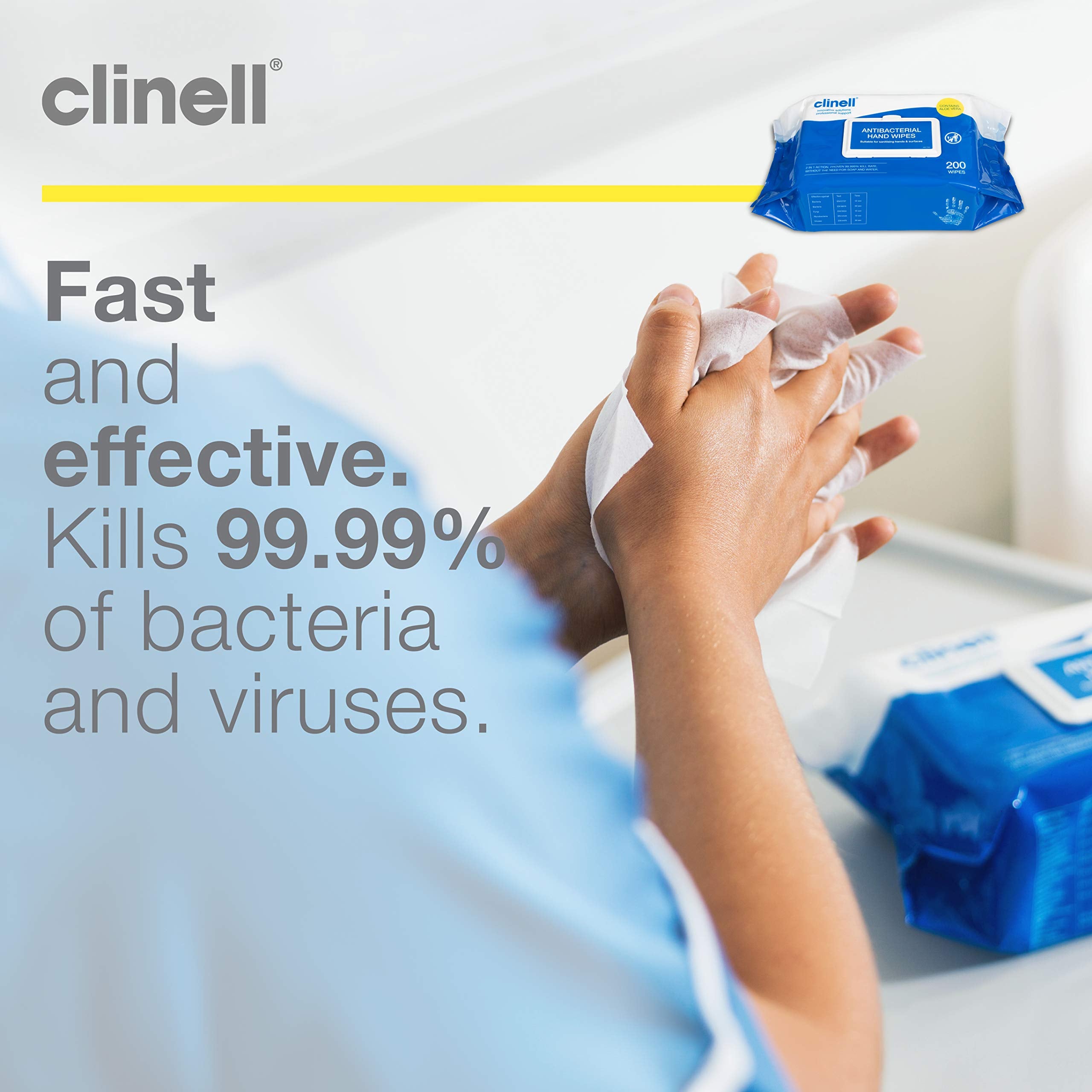 Clinell Antimicrobial Hand Wipes - Alcohol-Free Disinfectant | 200 Count Canister