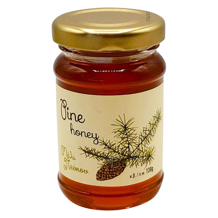 Melissokomiki Dodecanese Greek Honey Gift Set with Wooden Dipper – Raw Thyme & Pine Honey (130g each)