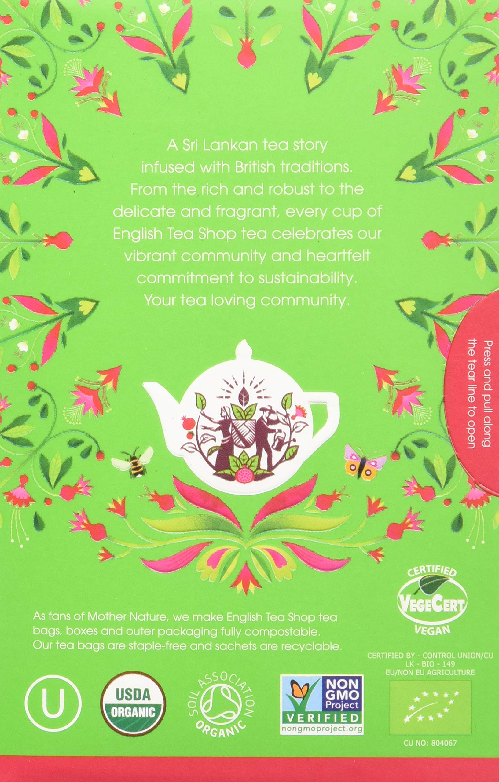 English Tea Shop Green Tea & Pomegranate Teabags - 20 Count, 40g | Promotes Relaxation 2
