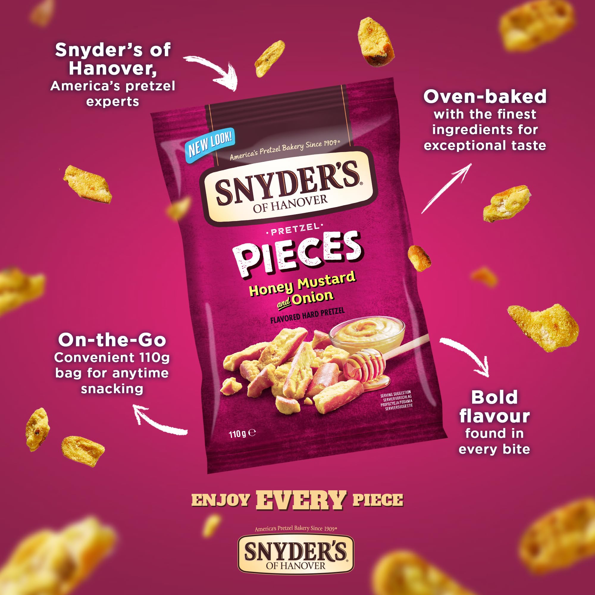 Snyder's of Hanover Pretzel Pieces Honey Mustard and Onion Snack, 10 x 110g Bags 2