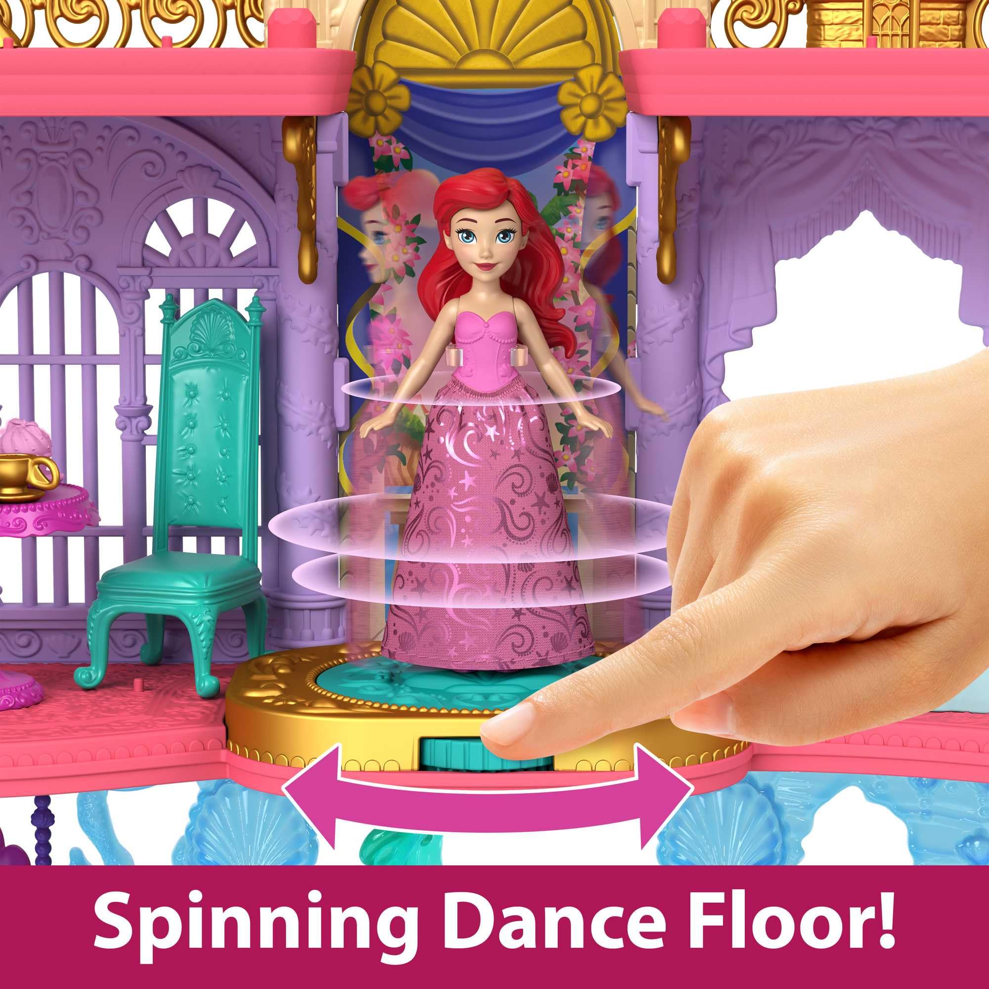 Disney Princess Ariel Stackable Castle Doll House Playset with Doll & Flounder Figure 9
