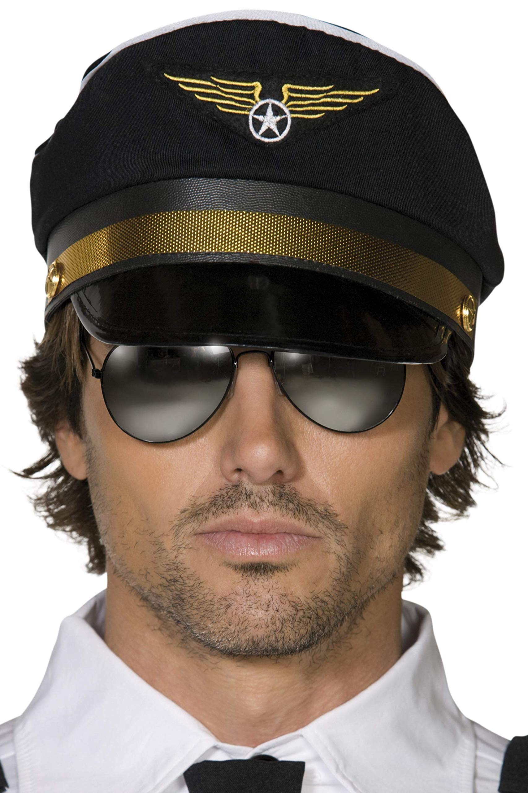 Smiffys Pilot's Cap Black - Icons & Idols Fancy Dress Costume Accessory 4