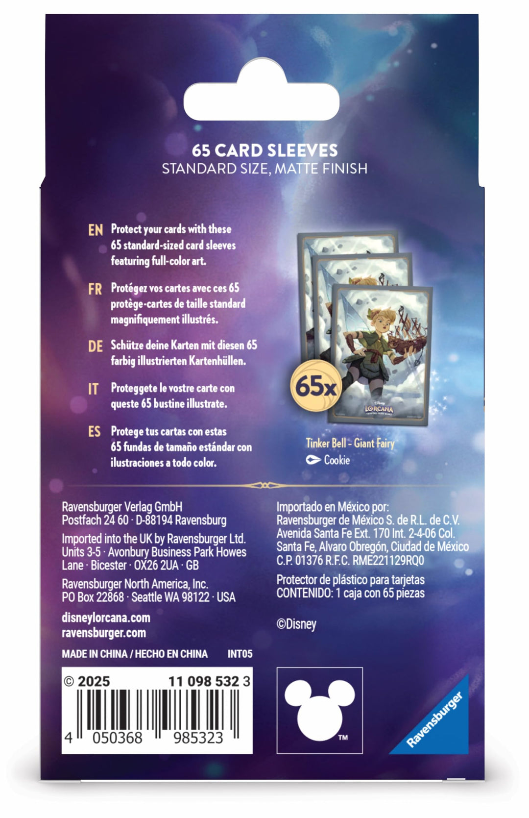 Ravensburger Disney Lorcana Trading Card Game - 65 Tinkerbell Card Sleeves (11098532)