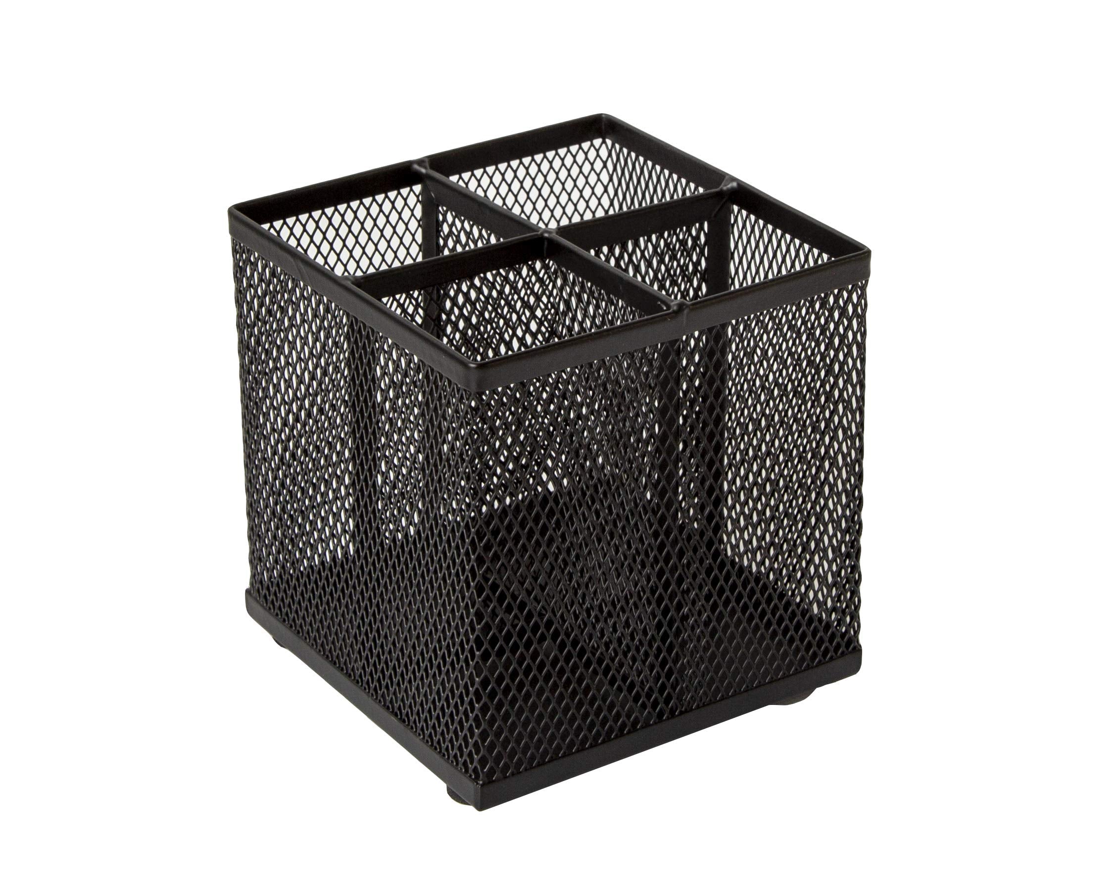 Osco Black Wiremesh Square Pen Pot - 4 Compartments | Steel Construction | 105mm Height 1