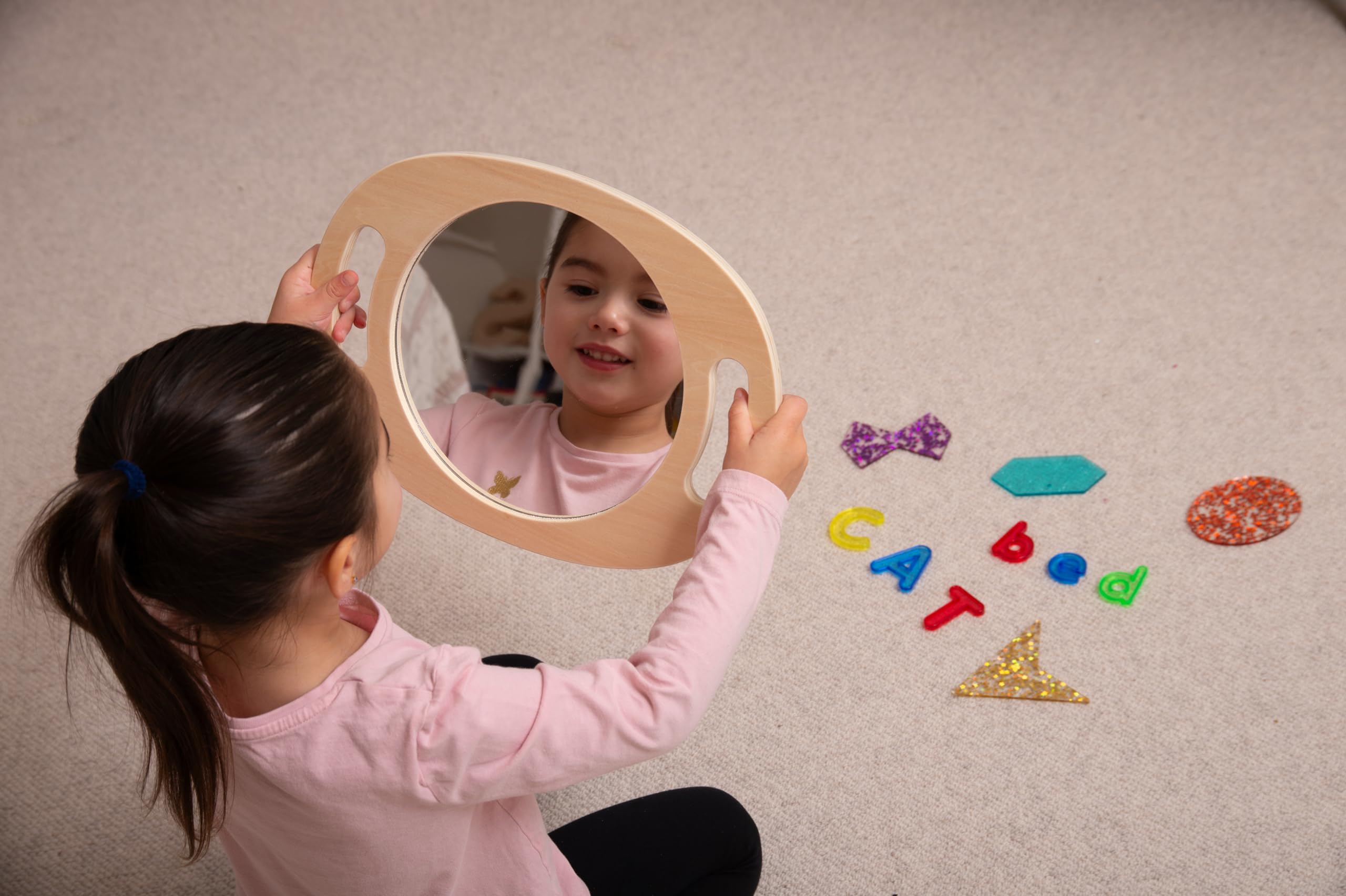 tickit Hand Held Wooden Mirror - Lightweight Exploration for All Ages | Wood Frame | 310x210mm 7
