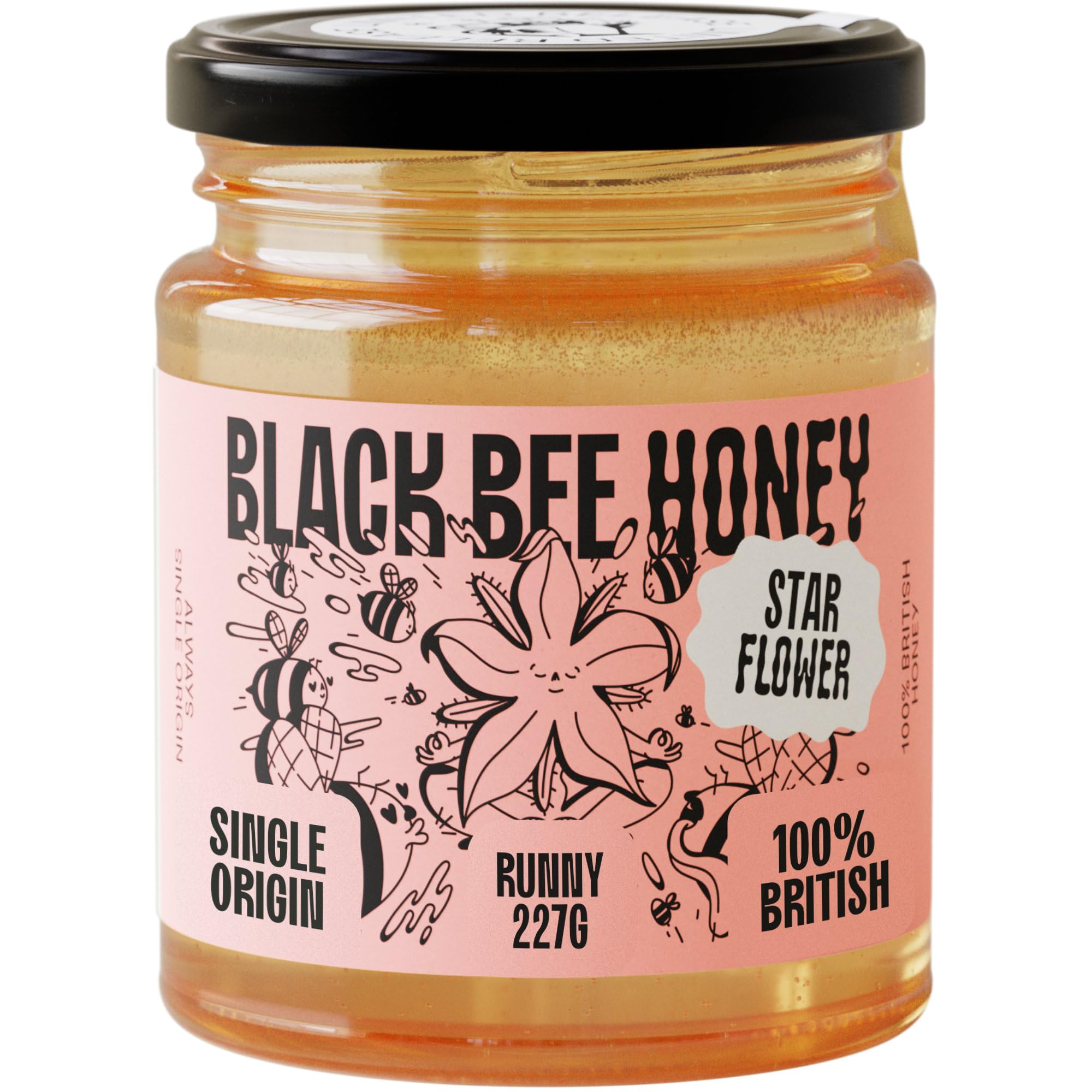 Black Bee Honey Starflower Honey Pure British Borage Light Sweet & Floral 227g 1