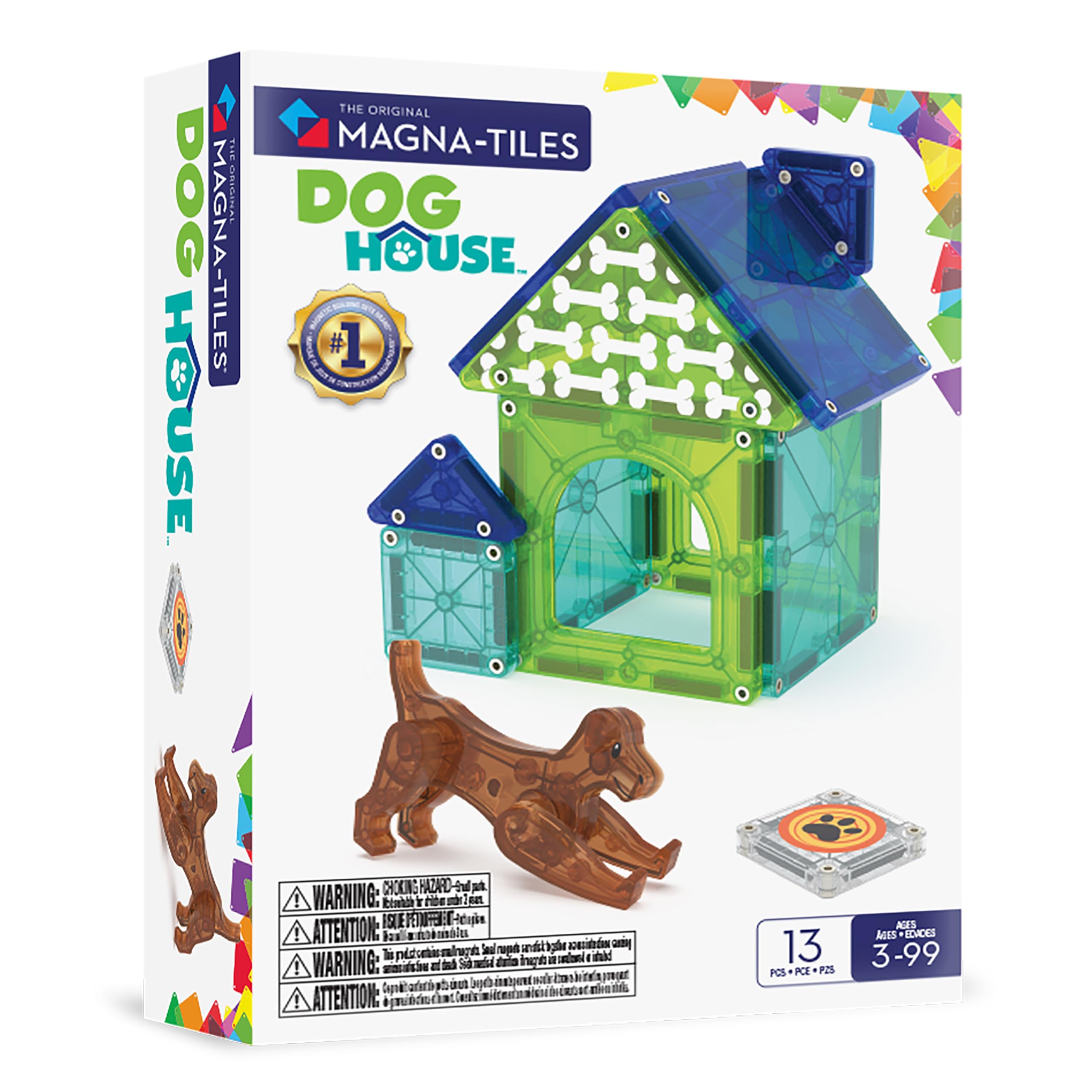 Magna-Tiles Dog House Building Set - 13 Pieces, Ages 3+ 1