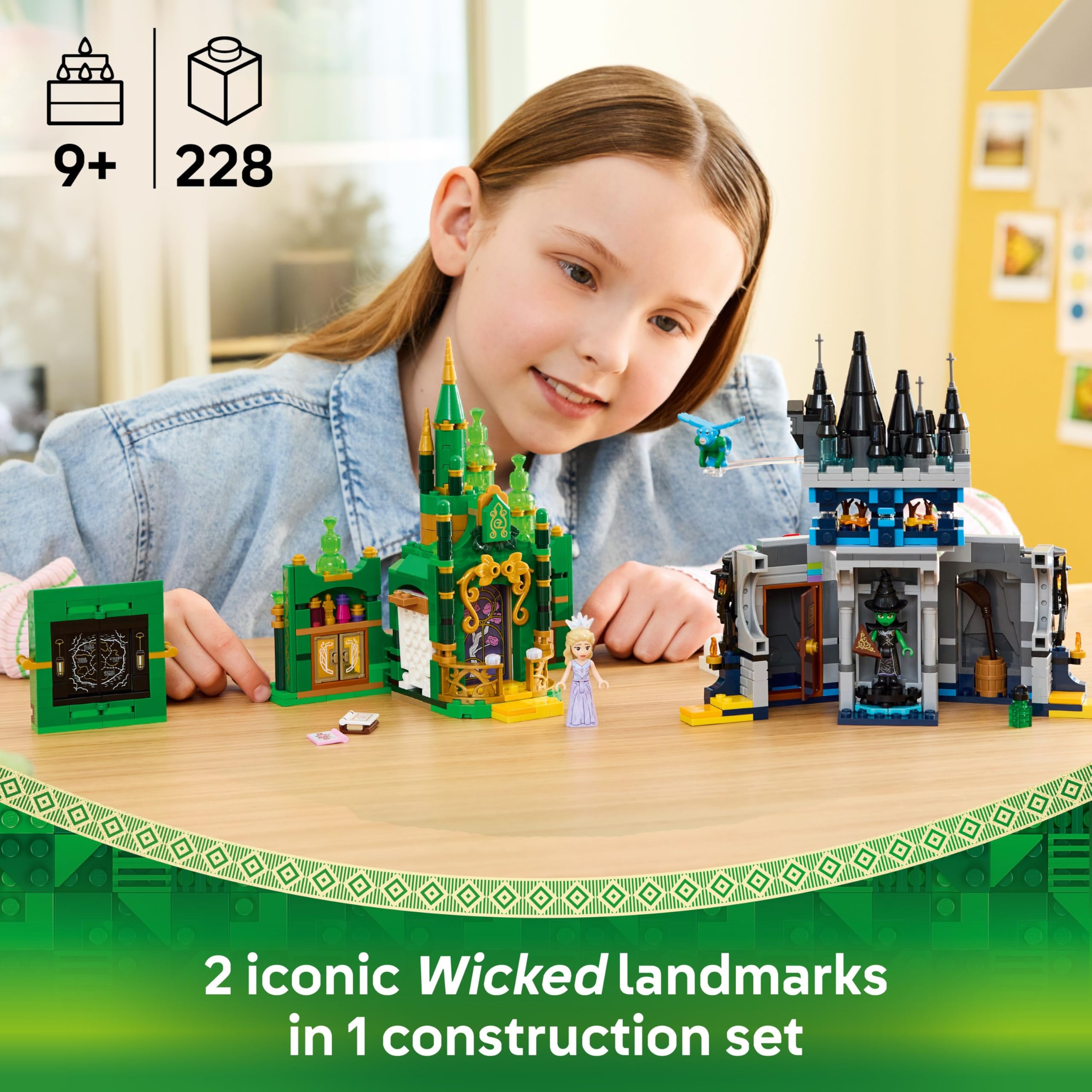 LEGO WICKED Emerald City & Kiamo Ko Castle Building Set - 2 Models, 2 Minidolls | Ages 9+