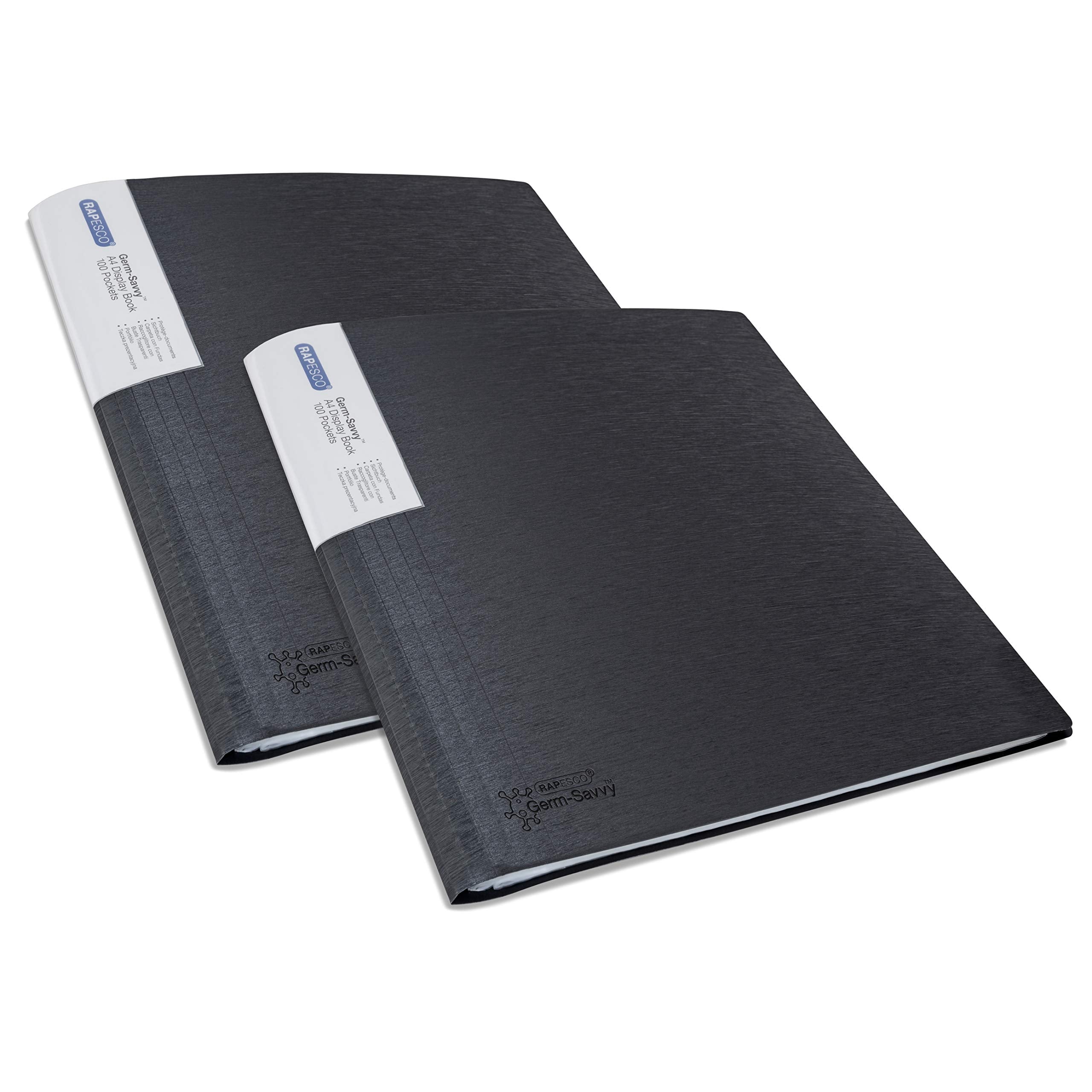 RAPESCO 1645 Presentation Folder - Germ-Savvy Antibacterial Protection | 100 Pockets | Black