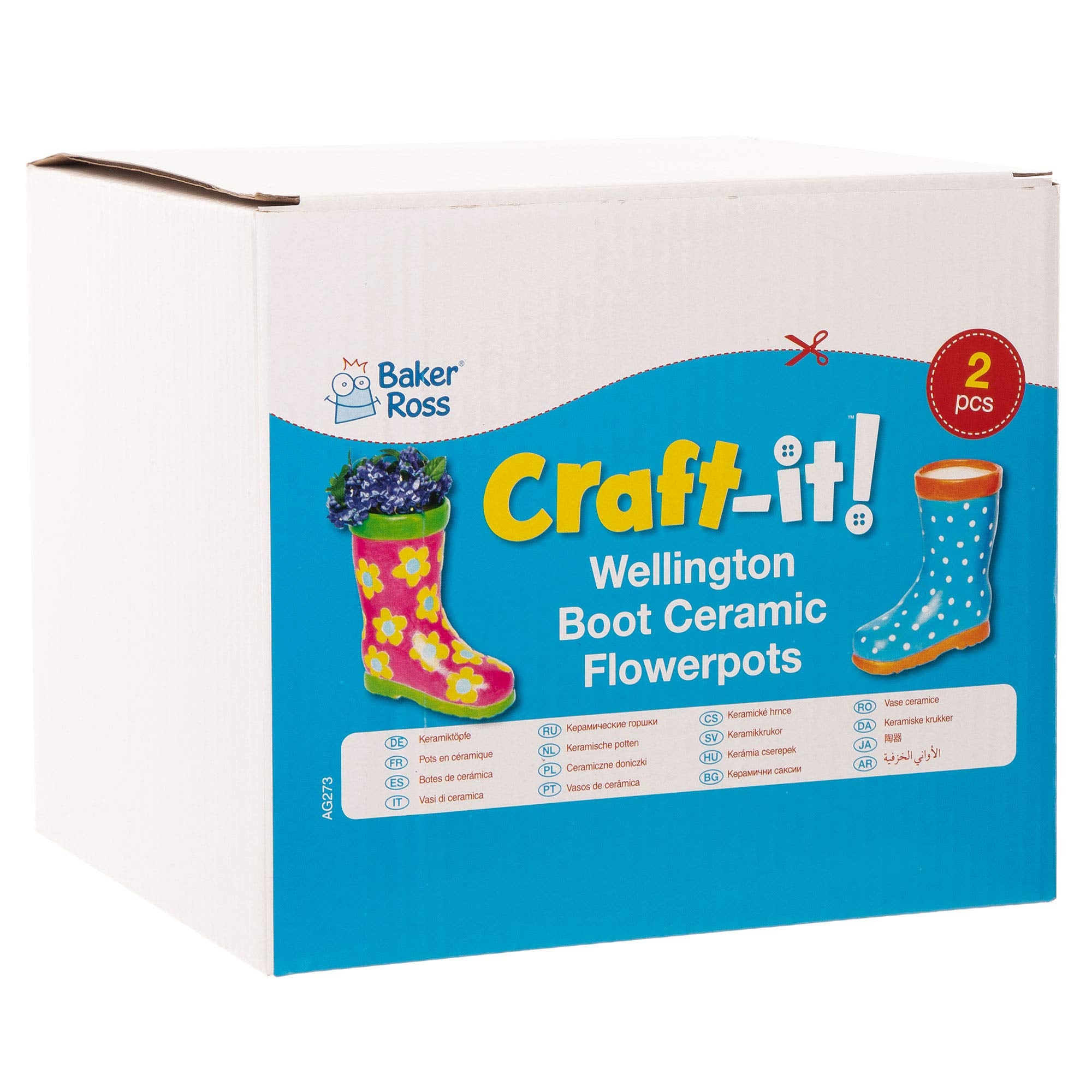 Baker Ross Wellington Boot Ceramic Flowerpots for Kids Crafting, Pack of 2 | Ready to Paint 9