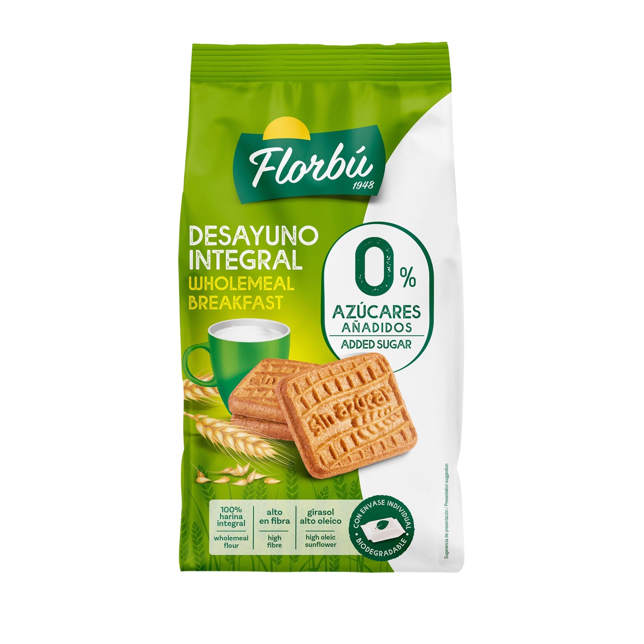 Florbu Breakfast Biscuits - 0% No Added Sugar Wholemeal Diabetic Snack | 350g 1