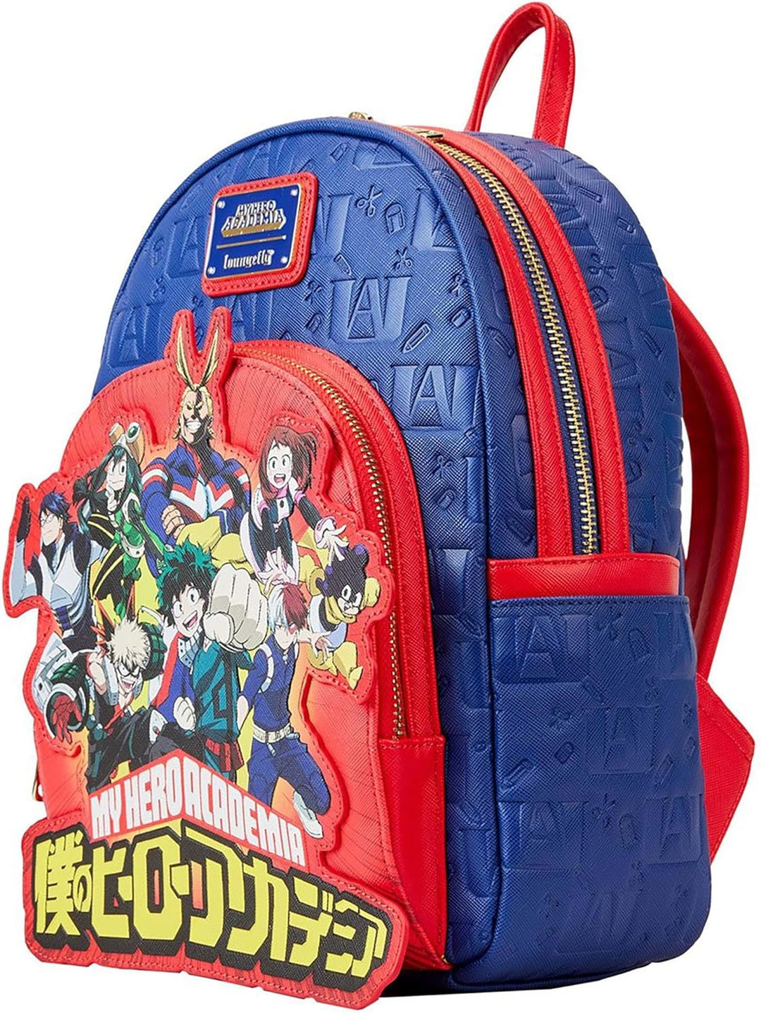 Loungefly My Hero Academia Group Debossed Logo Mini Backpack (Blue)