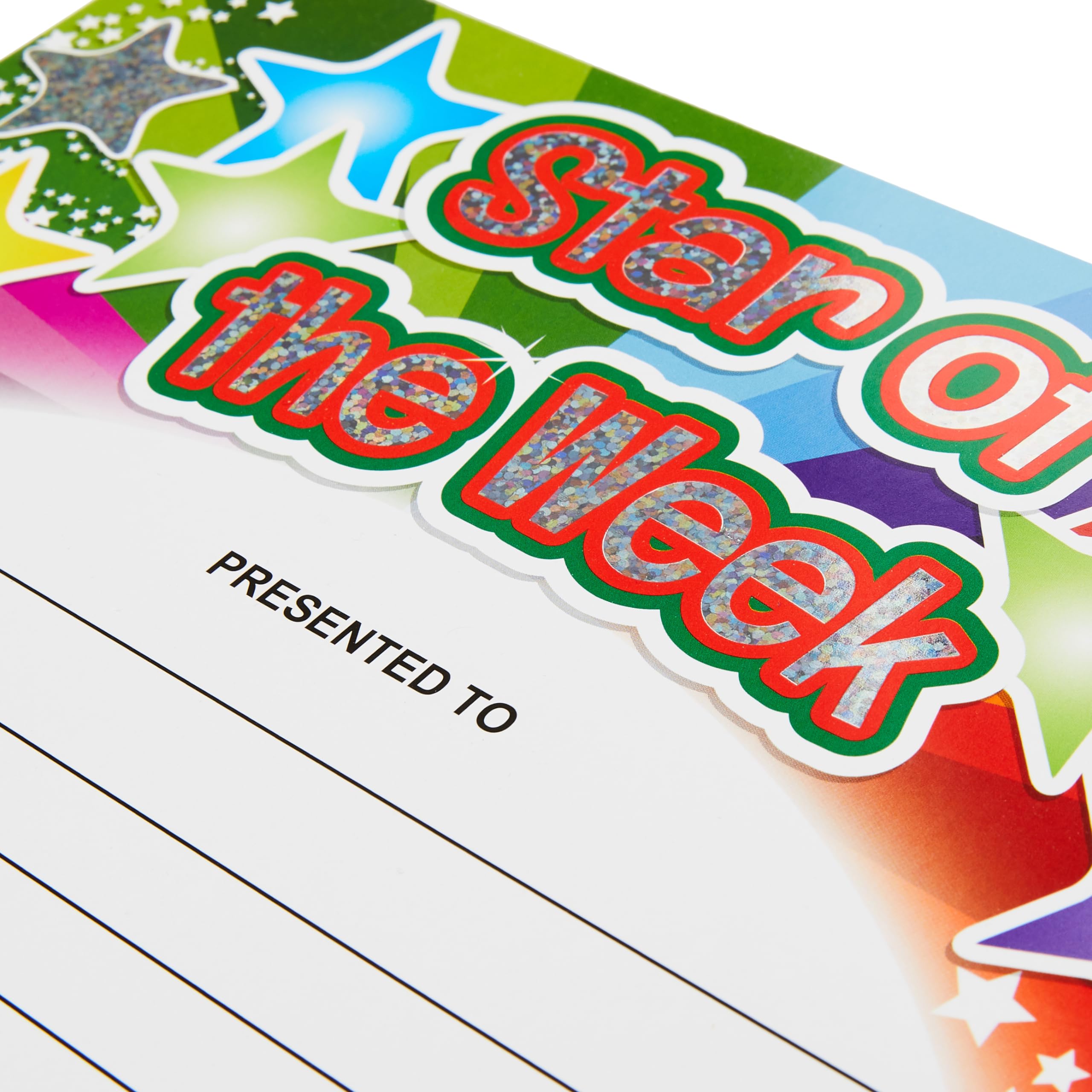 SuperStickers Star of The Week Rainbow Sparkling Certificate - 20 Pack | A5 Size