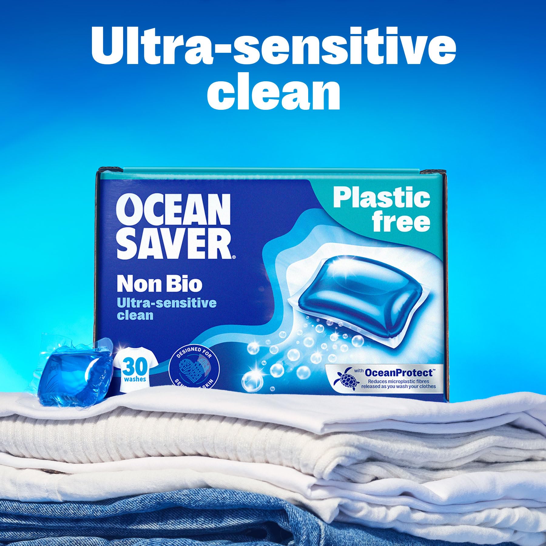 OceanSaver - Eco Non-Bio Laundry Detergent Washing Capsules 30 Washes 8