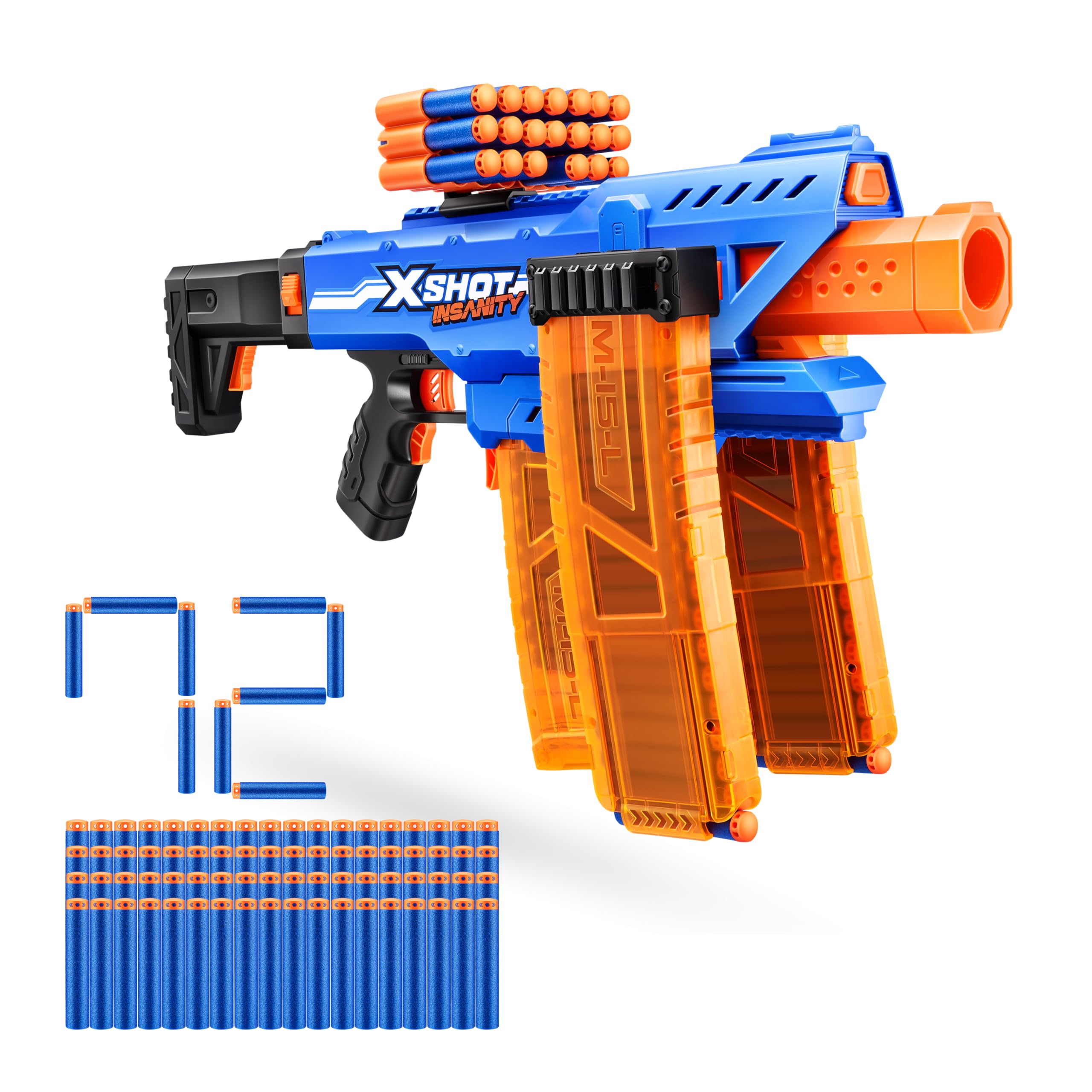 XSHOT Insanity Motorized Clip Mania Dart Blaster with 72 Darts | Fires up to 30m 1