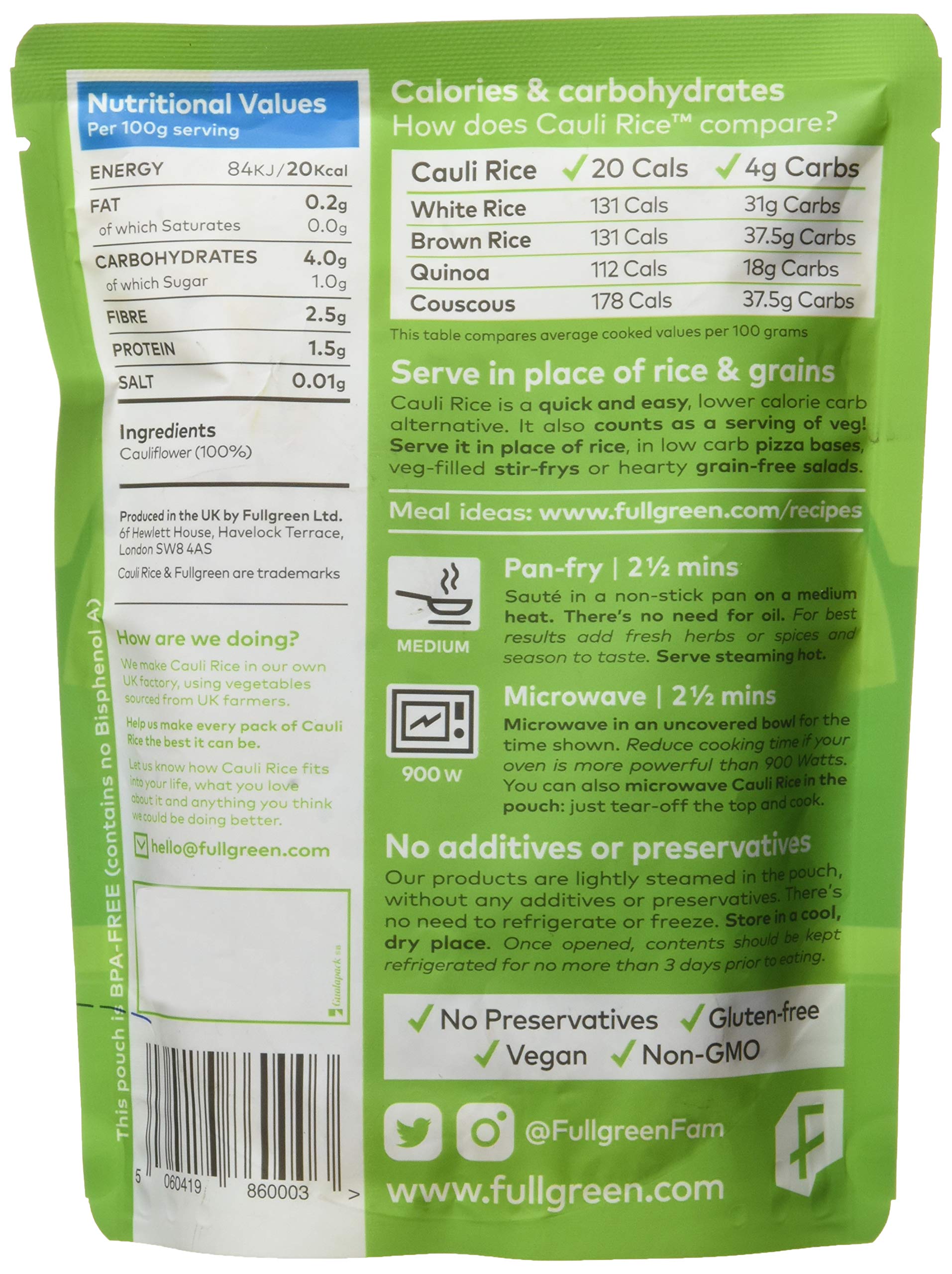 Cauli Rice Original 200g - Low Calorie Cauliflower Rice Alternative by Fullgreen 4