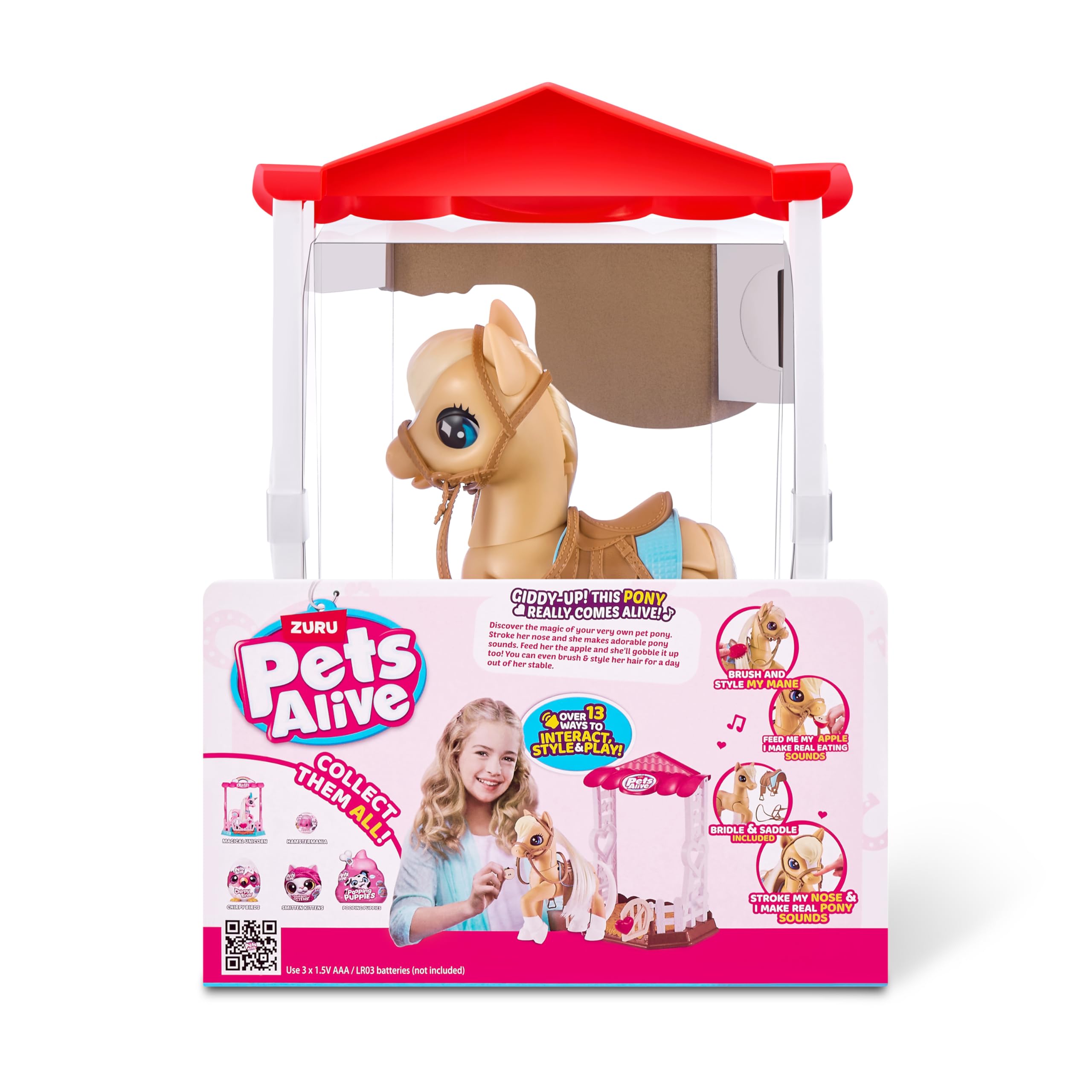 Pets Alive My Magical Pony Interactive Robotic Toy | 13 Ways to Play | Includes Stable, Brush, Apple 4