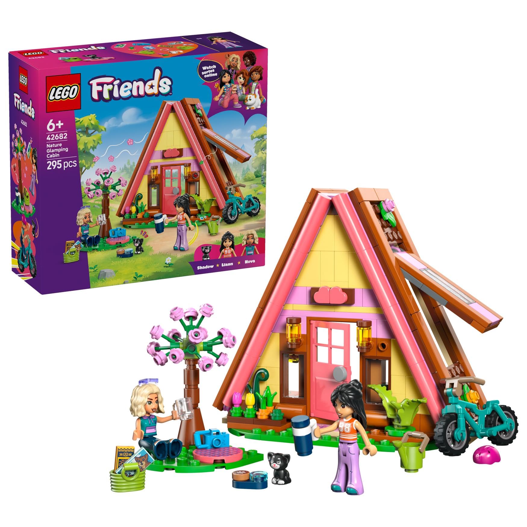 LEGO Friends Nature Glamping Cabin Building Set 42682 for Ages 6+ | Includes 2 Mini Dolls