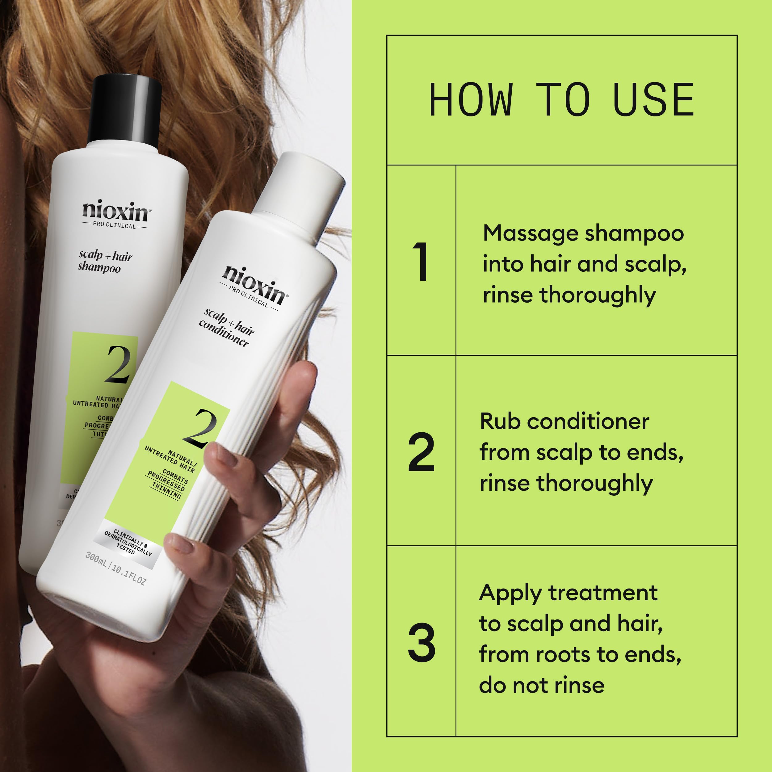 NIOXIN System 2 Kit - Hair Thickening System for Natural Hair with Progressed Thinning | Shampoo, Conditioner & Scalp Treatment (150ml+150ml+40ml) 4