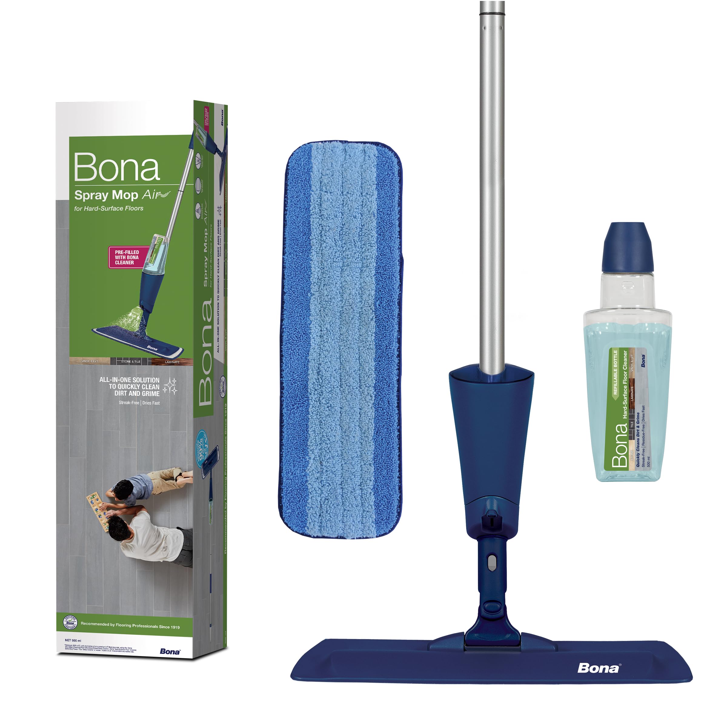 Bona Spray Mop Air Kit for Hard-Surface Floors | Lightweight & Compact | Includes 500ml Cleaner