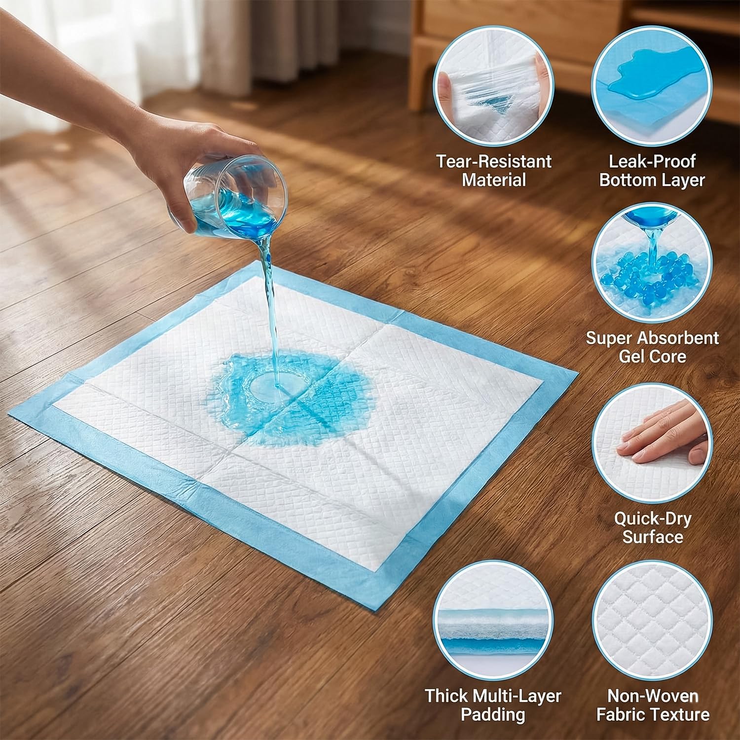 PET'S HUB Disposable Training Pads - Extra Large, 50 Count | 5-Layer Protection | Leak-Proof 4