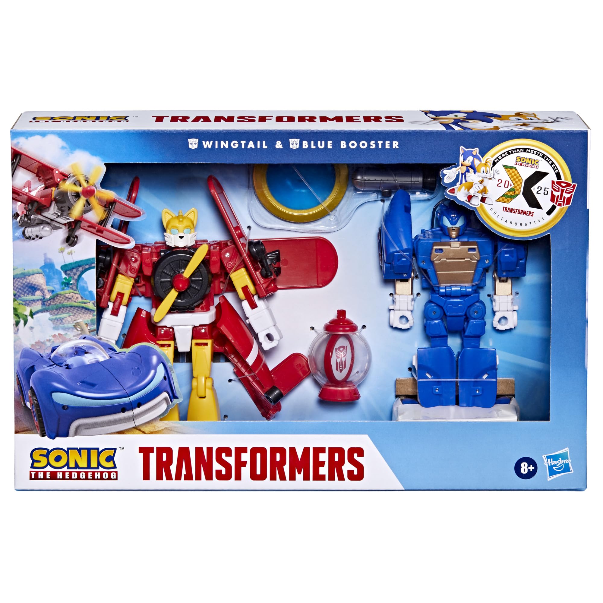 Transformers x Sonic the Hedgehog Collaborative Blue Booster & Wingtail Action Figures | 5-inch Figures | Ages 8+