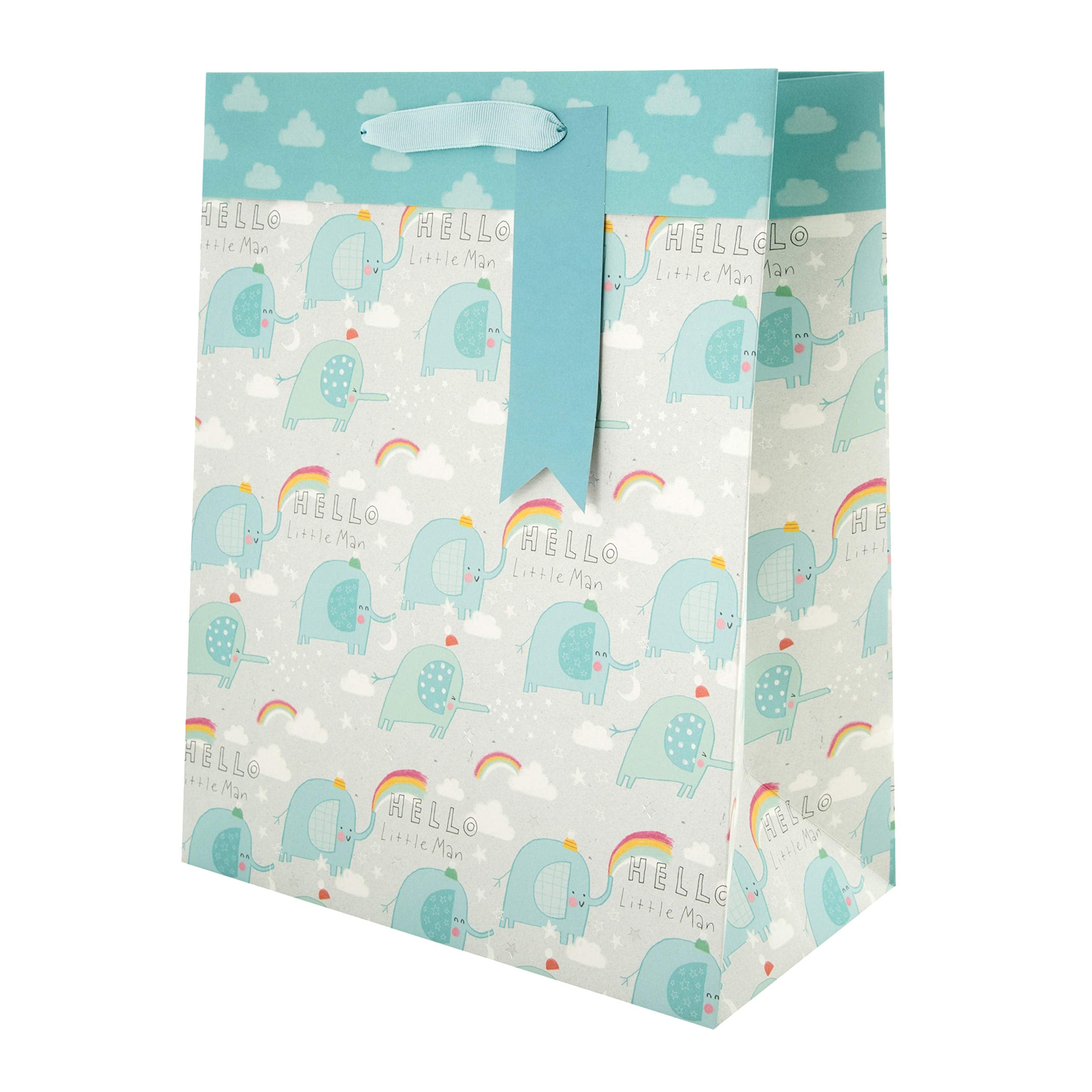 Hallmark Large Gift Bag - New Baby Boy Elephant Design | H 33 cm x W 26.5 cm