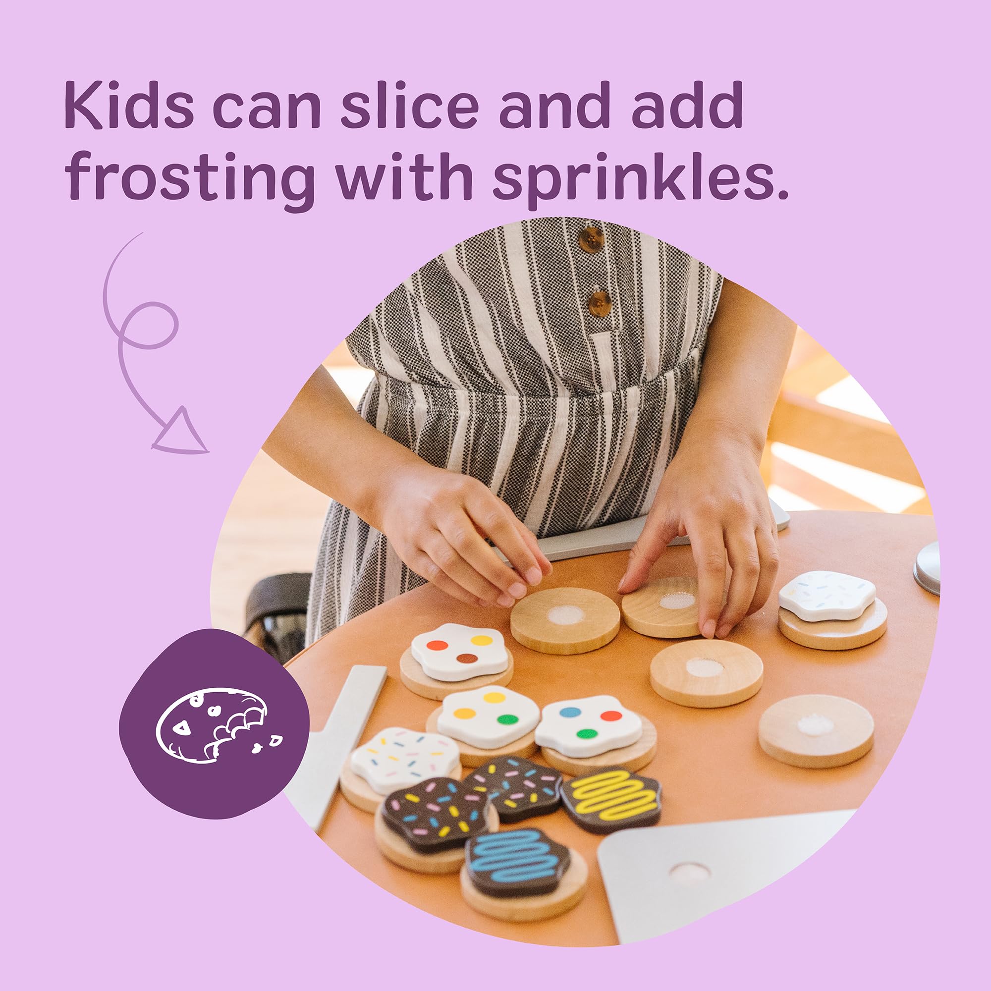 Melissa & Doug Slice and Bake Wooden Cookie Play Food Set | Ages 3-5 | Includes 12 Cookies 3