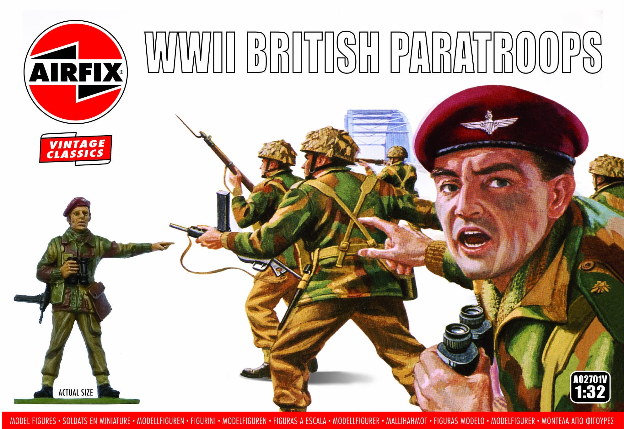 Airfix WWII British Paratroops Model Figures Set A02701V - 14 Unpainted Plastic Figures