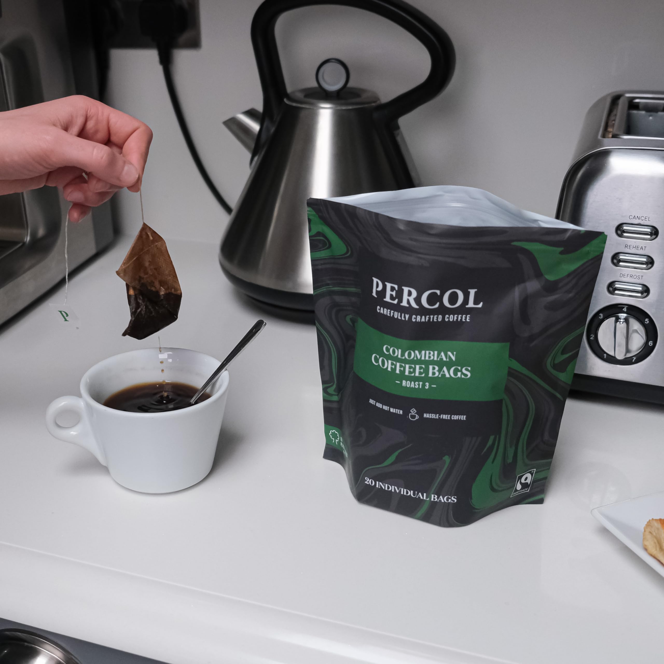 PERCOL Colombian Loose Packed Ground Coffee Bags (80x8g) - Fairtrade Light Roast 5