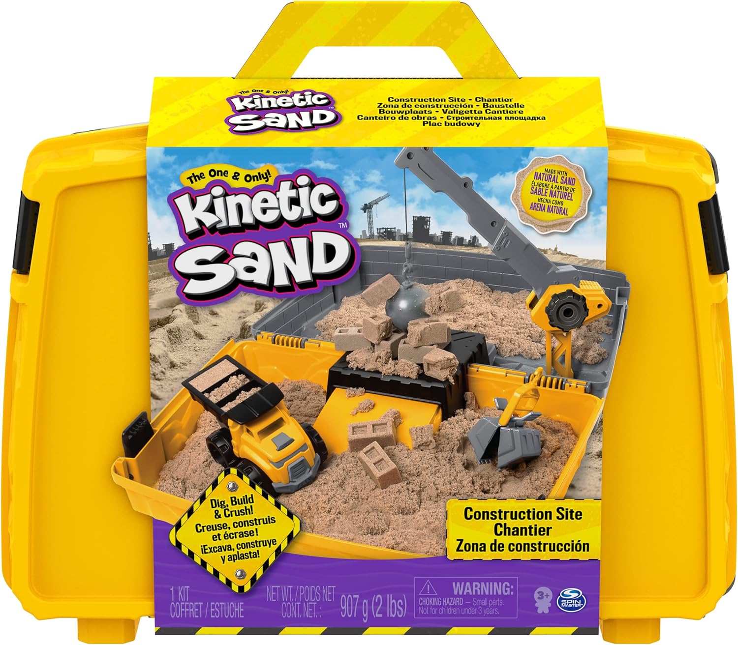 Kinetic Sand Construction Site Playset - Working Crane & Dumper Truck for Kids 3+ 1