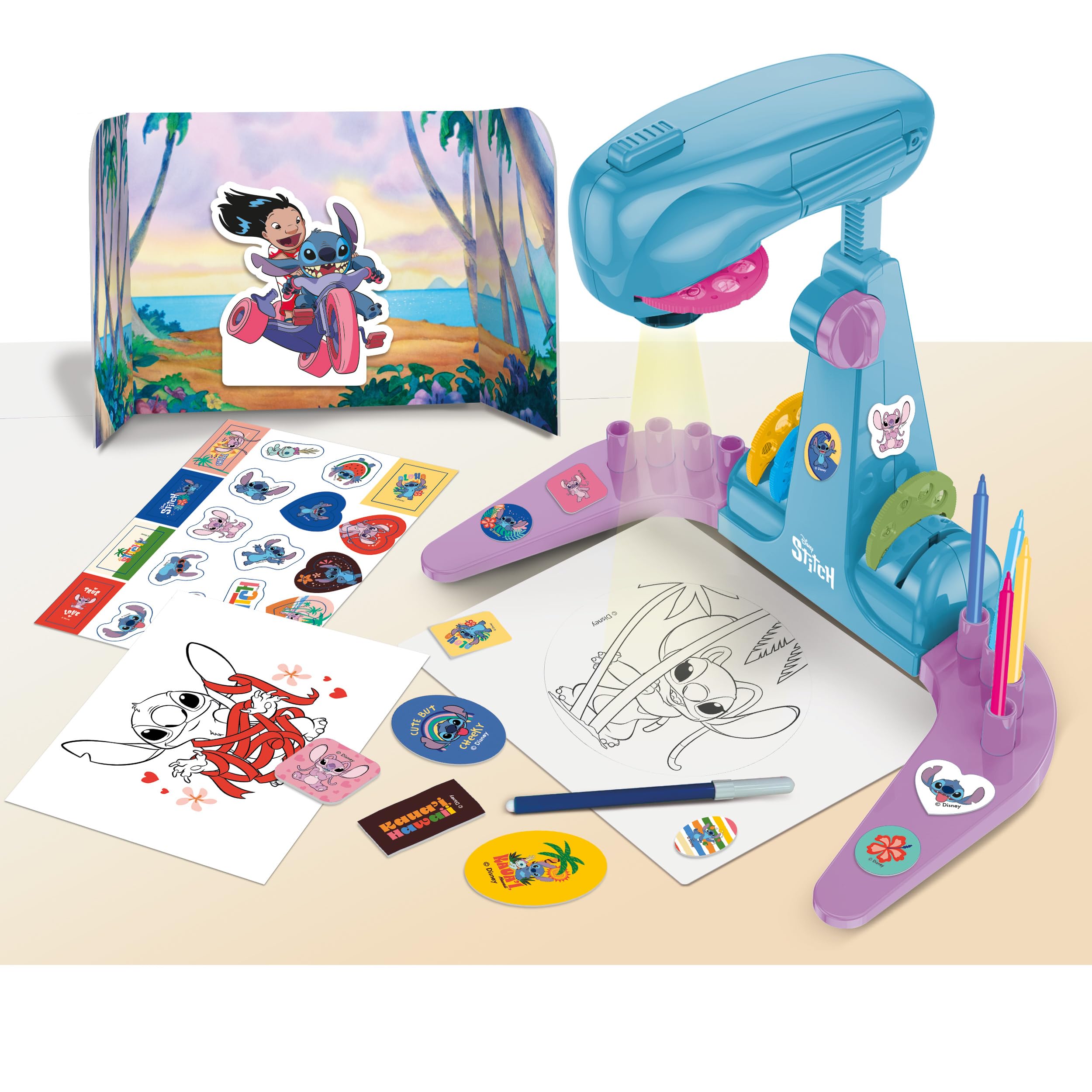 Liscianigiochi Stitch Drawing School - LED Projector Drawing Kit for Kids Aged 5+ | Screen-Free Creative Activity