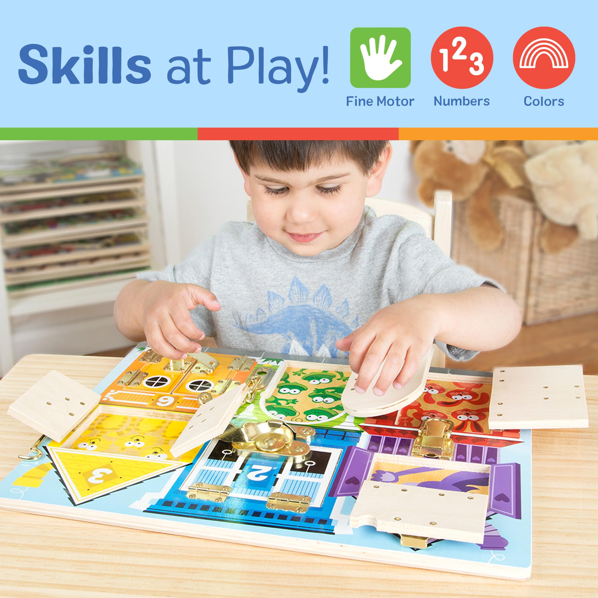 Melissa & Doug Wooden Latches Board Activity Toy for Ages 3+ | Solid Wood Construction 5