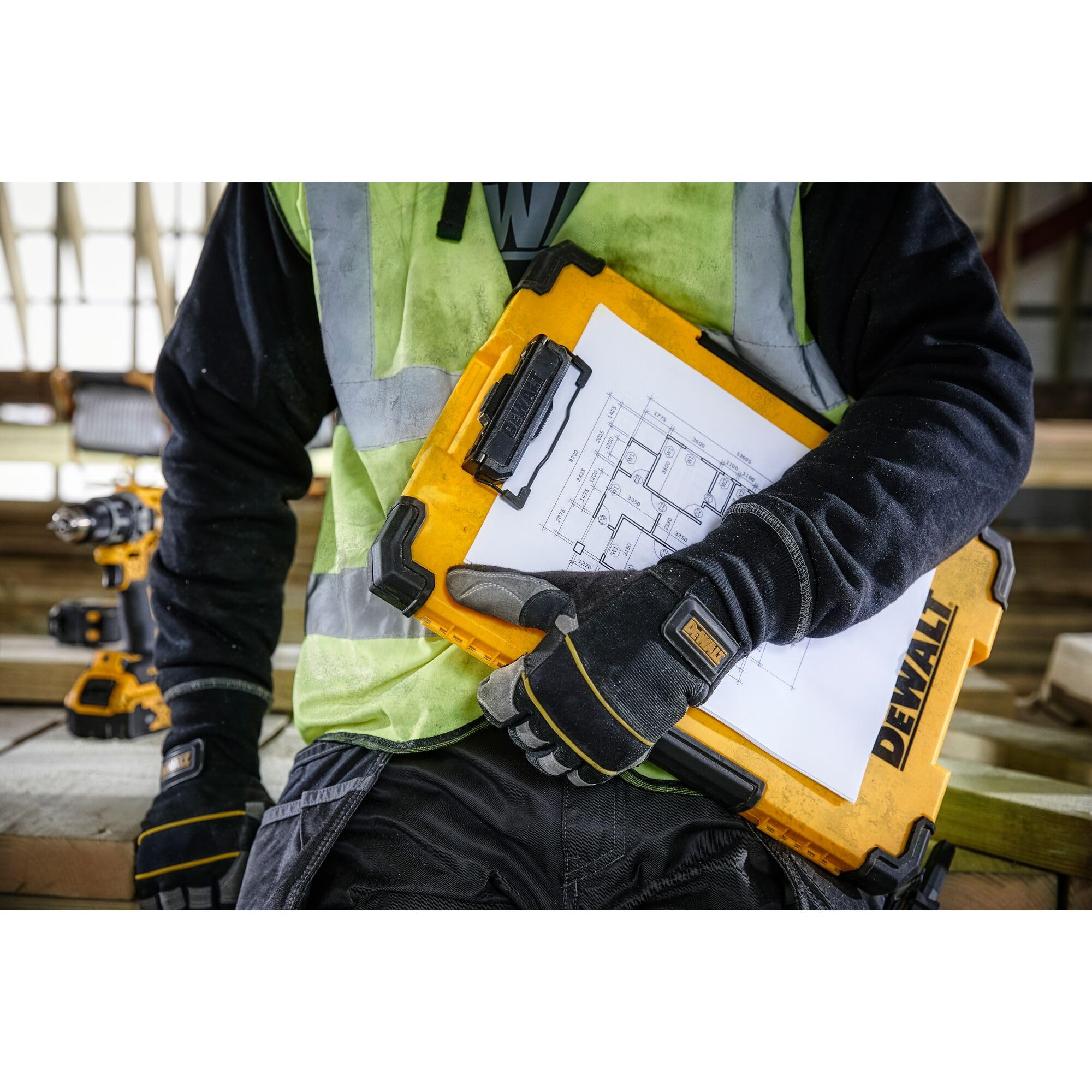 DEWALT TSTAK Clipboard with Dual Storage and LED Light | Plastic/Metal | Multi Color 8