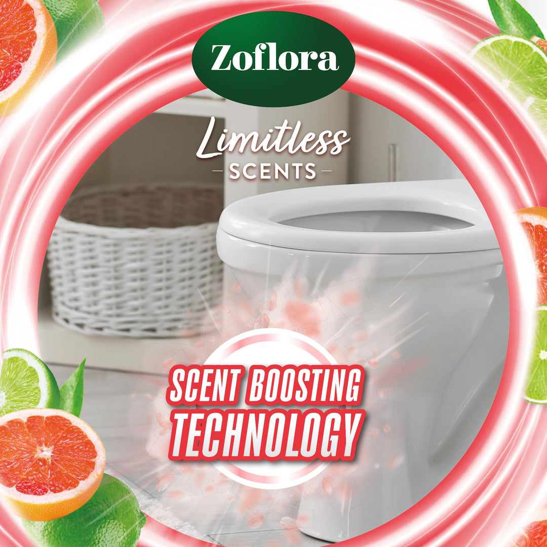 Zoflora Grapefruit & Lime Toilet Rim Blocks, 2 x 131g - Long-Lasting Fragrance Burst with Essential Oils