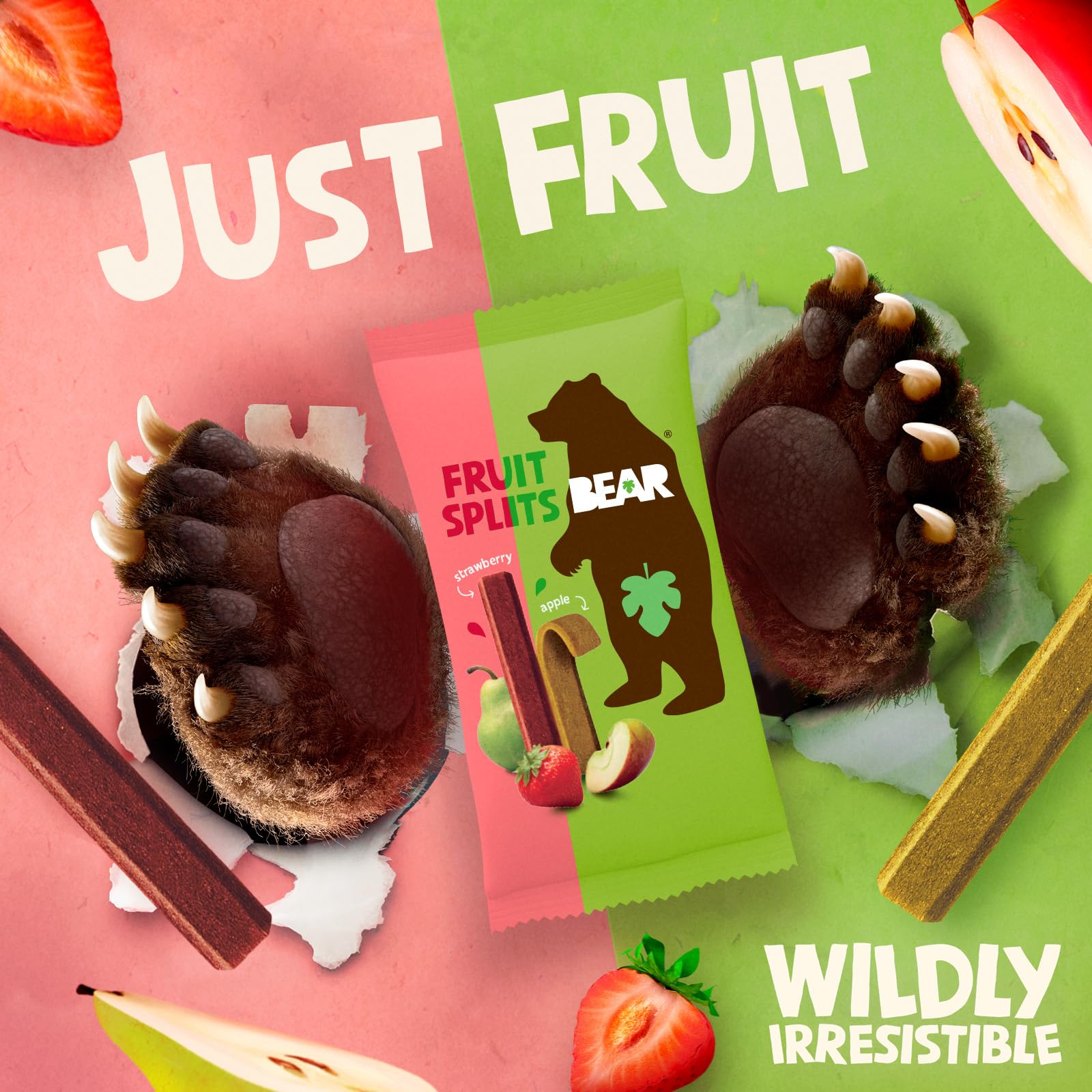 BEAR Fruit Splits Variety Pack: Strawberry & Apple, Pineapple & Raspberry | 20 Packs (560g Total) 4