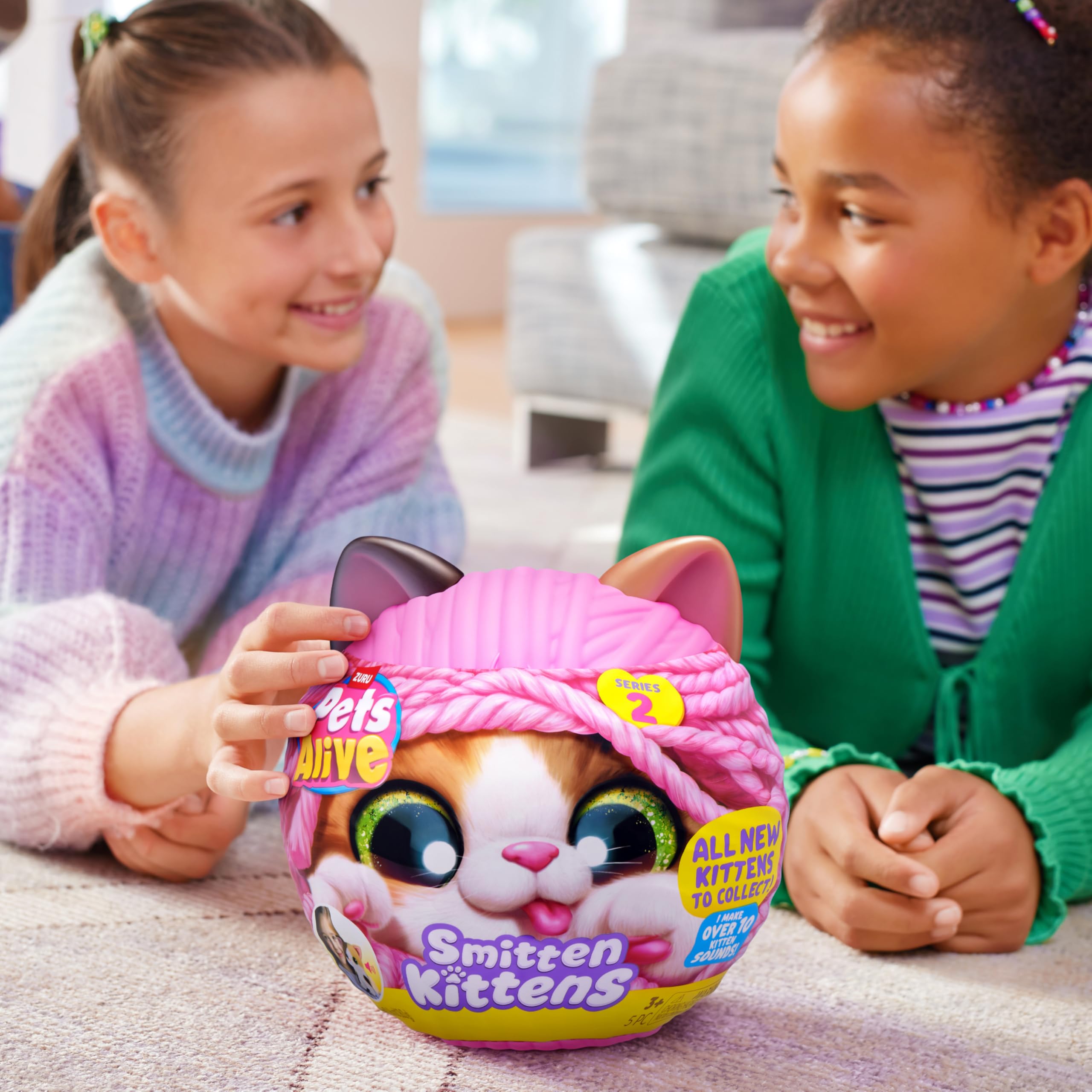 Pets Alive Smitten Kittens Series 2 Interactive Plush Toy - Calico Cat | 10+ Sounds | Unisex Children 3