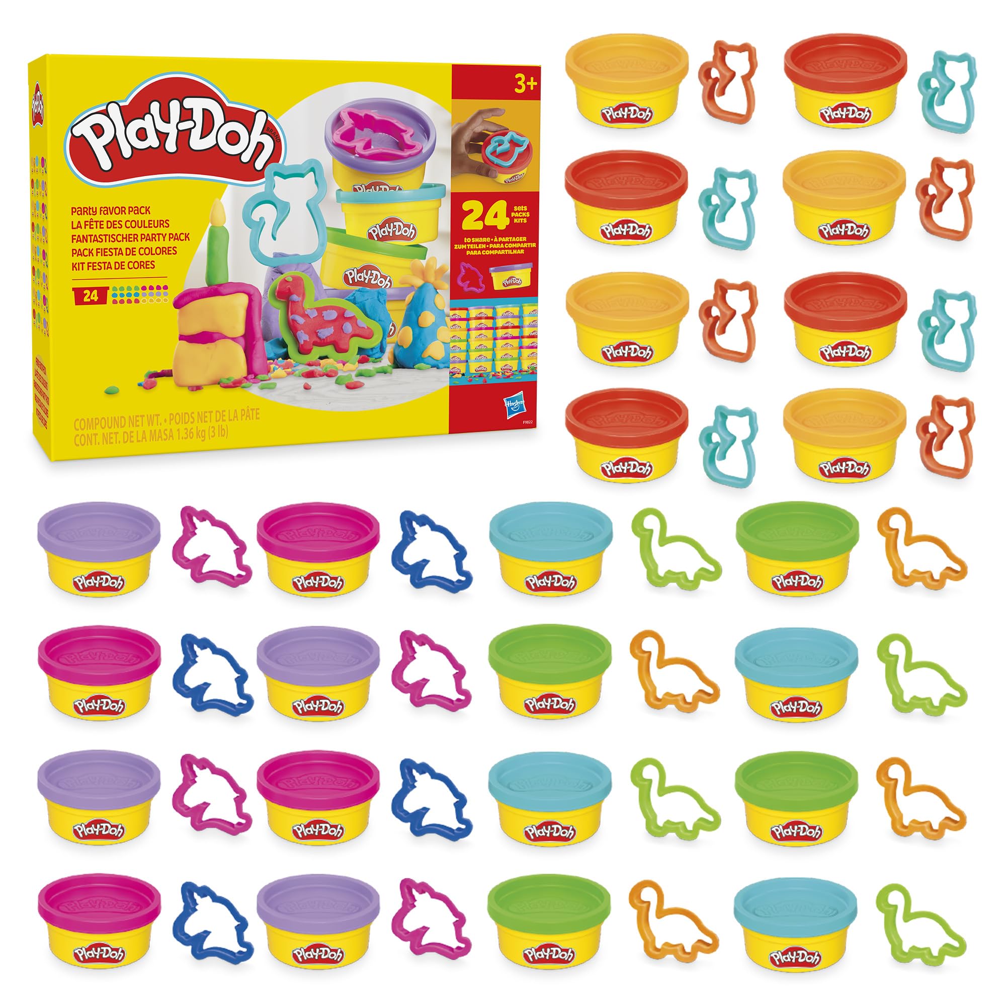 Play-Doh Party Favour Pack - 24 Cans with Cutters | Non-Toxic Modelling Clay for Ages 3+