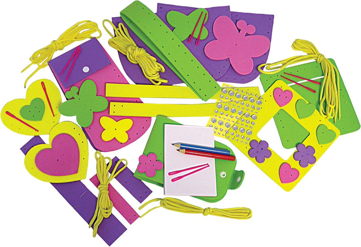 Galt First Sewing Kids Craft Kit - Foam Sewing Set with Pencil Case, Purse & Frame