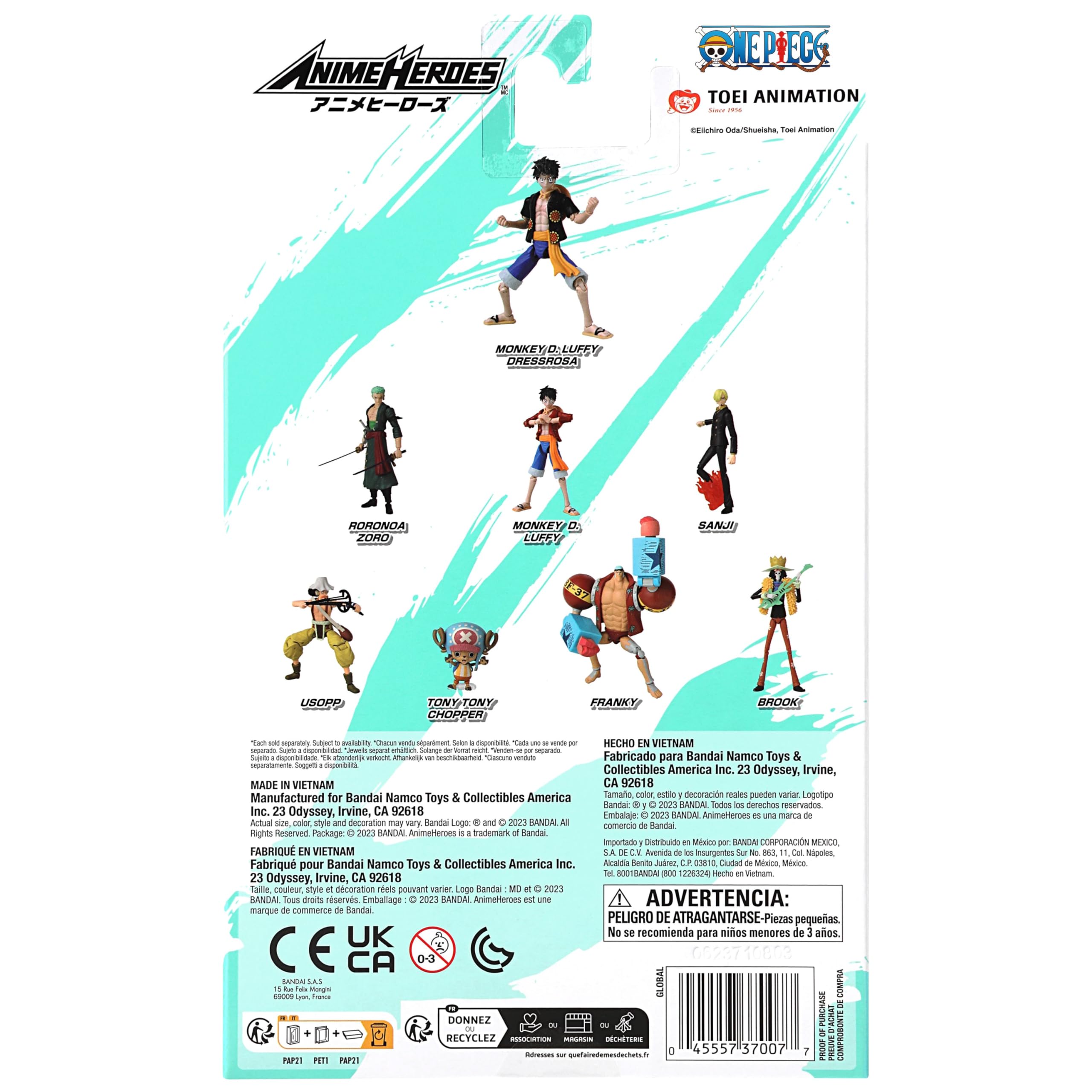 BANDAI Anime Heroes One Piece Monkey D. Luffy Dressrosa Version Action Figure | 17cm | Unisex Children 6