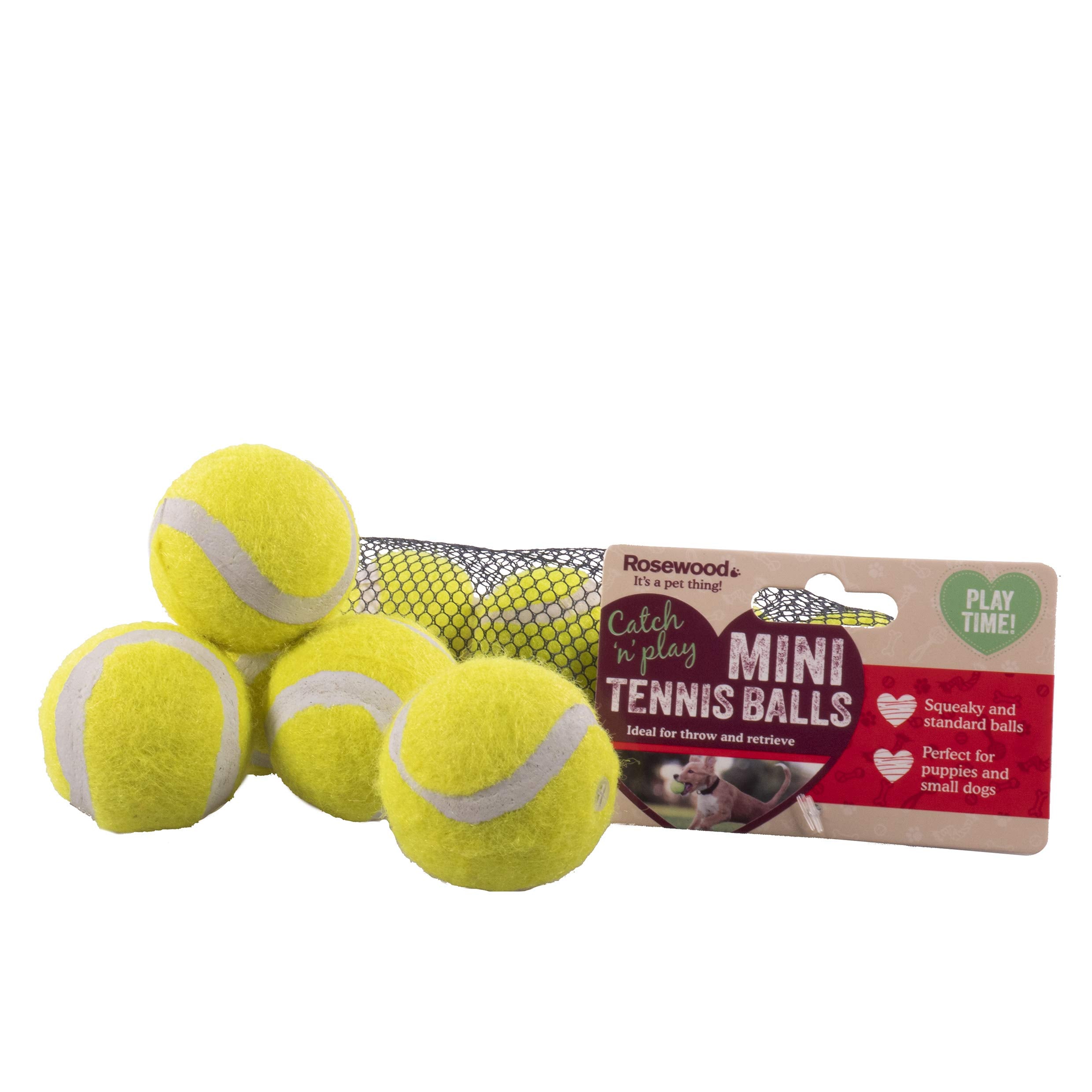 Rosewood Mini Assorted Tennis Balls for Dogs - 5 Count Pack | Ideal for Puppies & Small Breeds 1